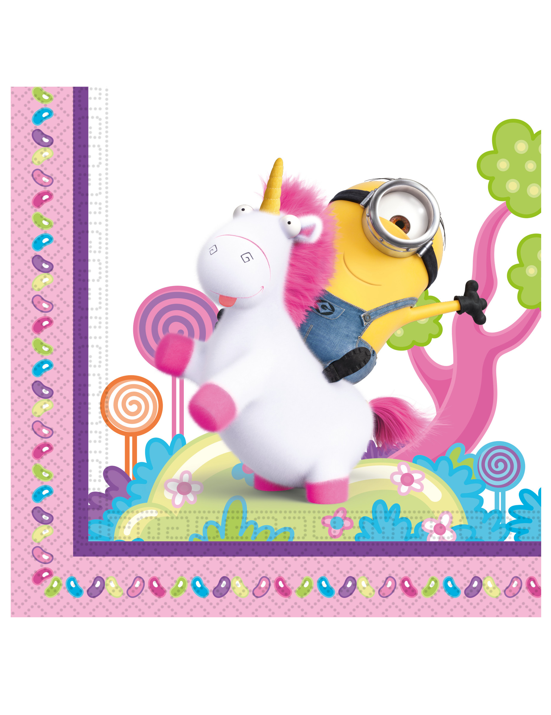 20 serviettes Minions Licorne 33 x 33 cm