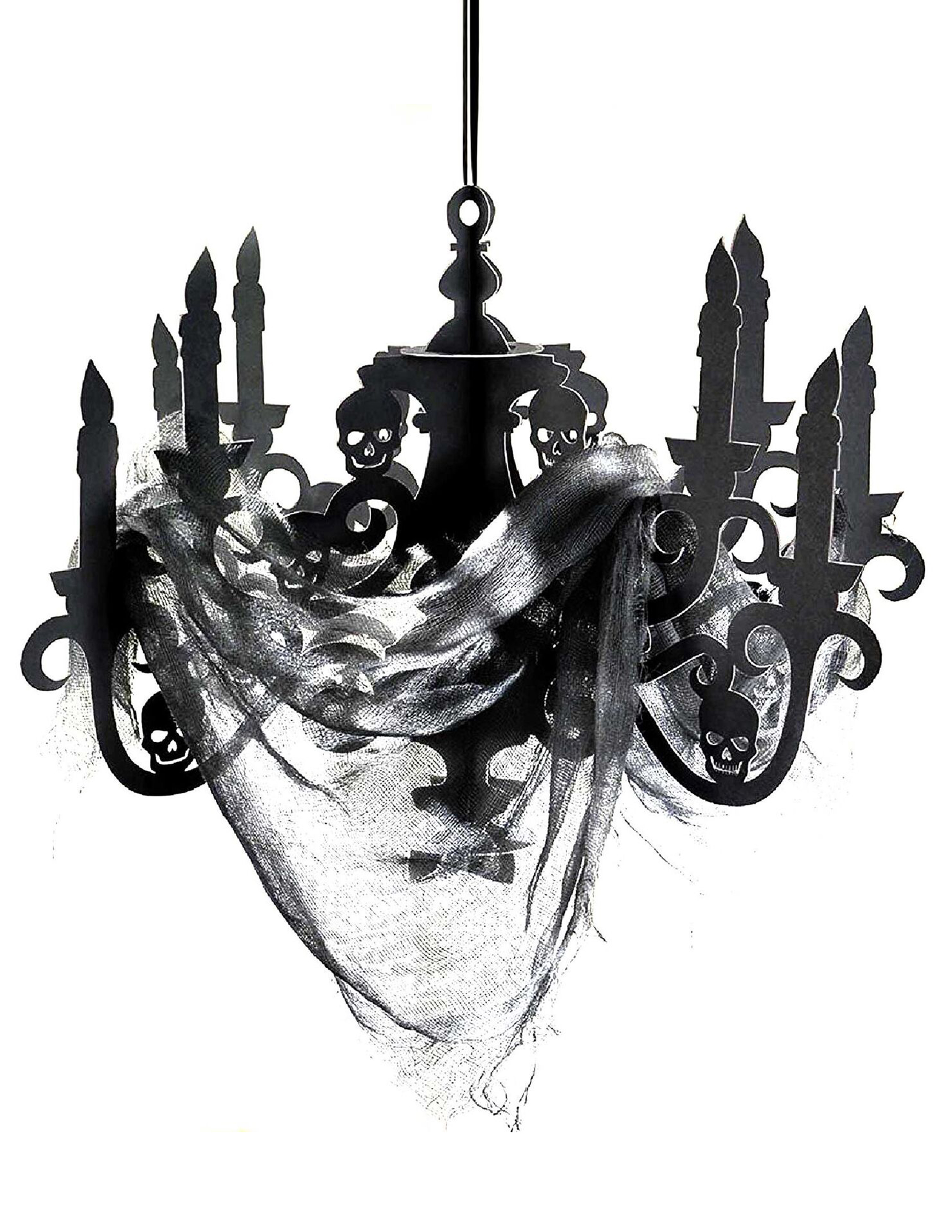 Plafonnier chandelier noir en carton Maison hantée 41 x 58 cm