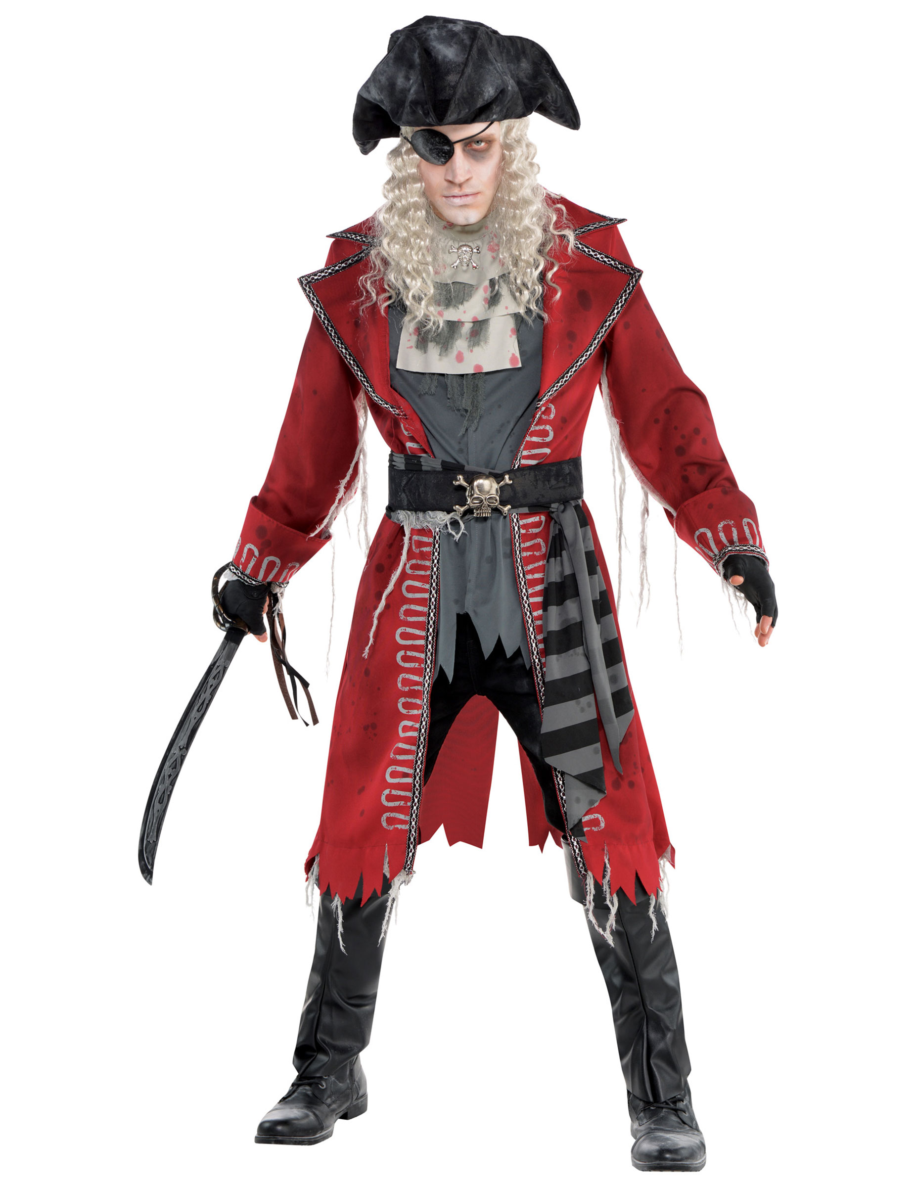 Déguisement pirate zombie rouge homme