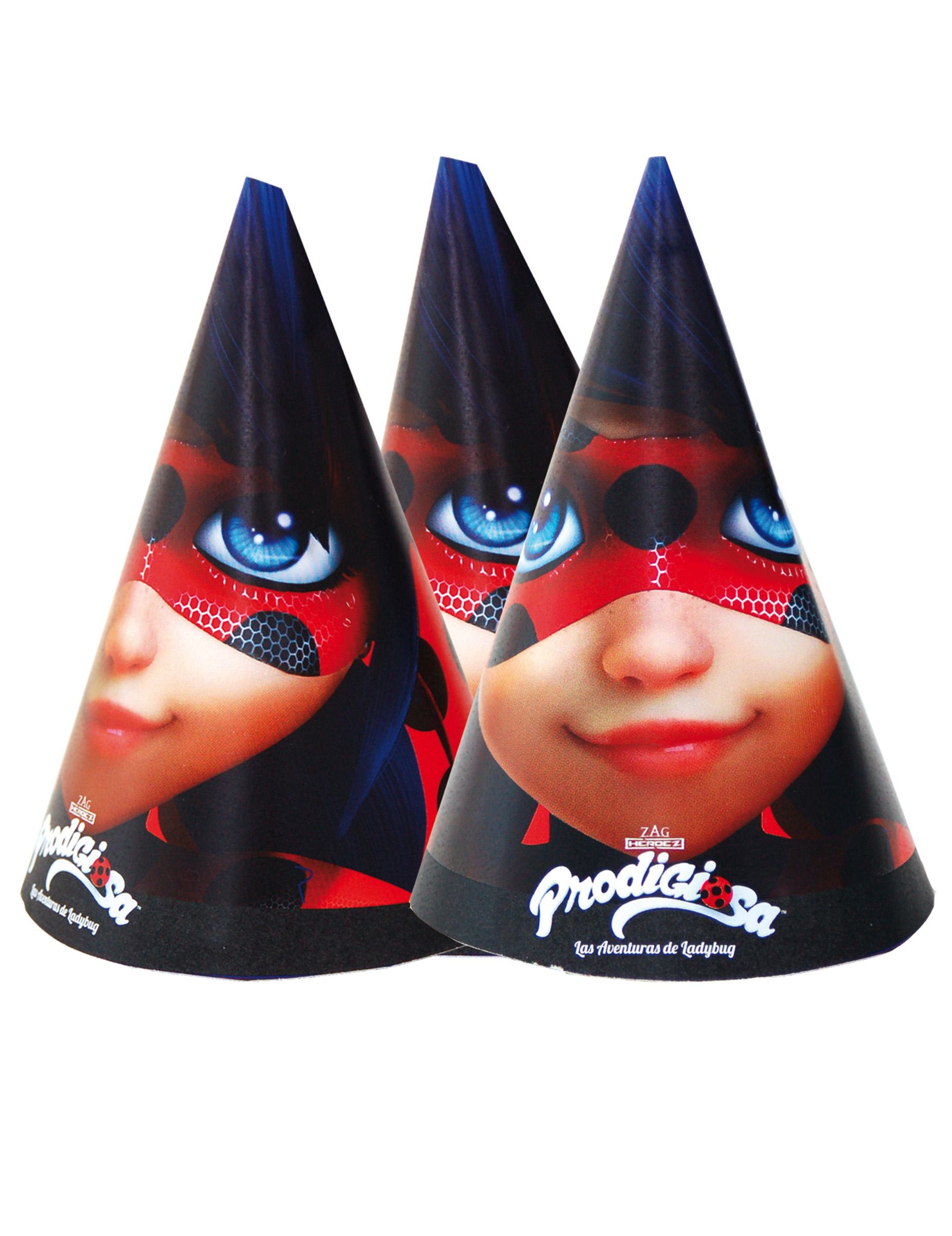 6 Chapeaux de fête Ladybug 16 x 11 cm