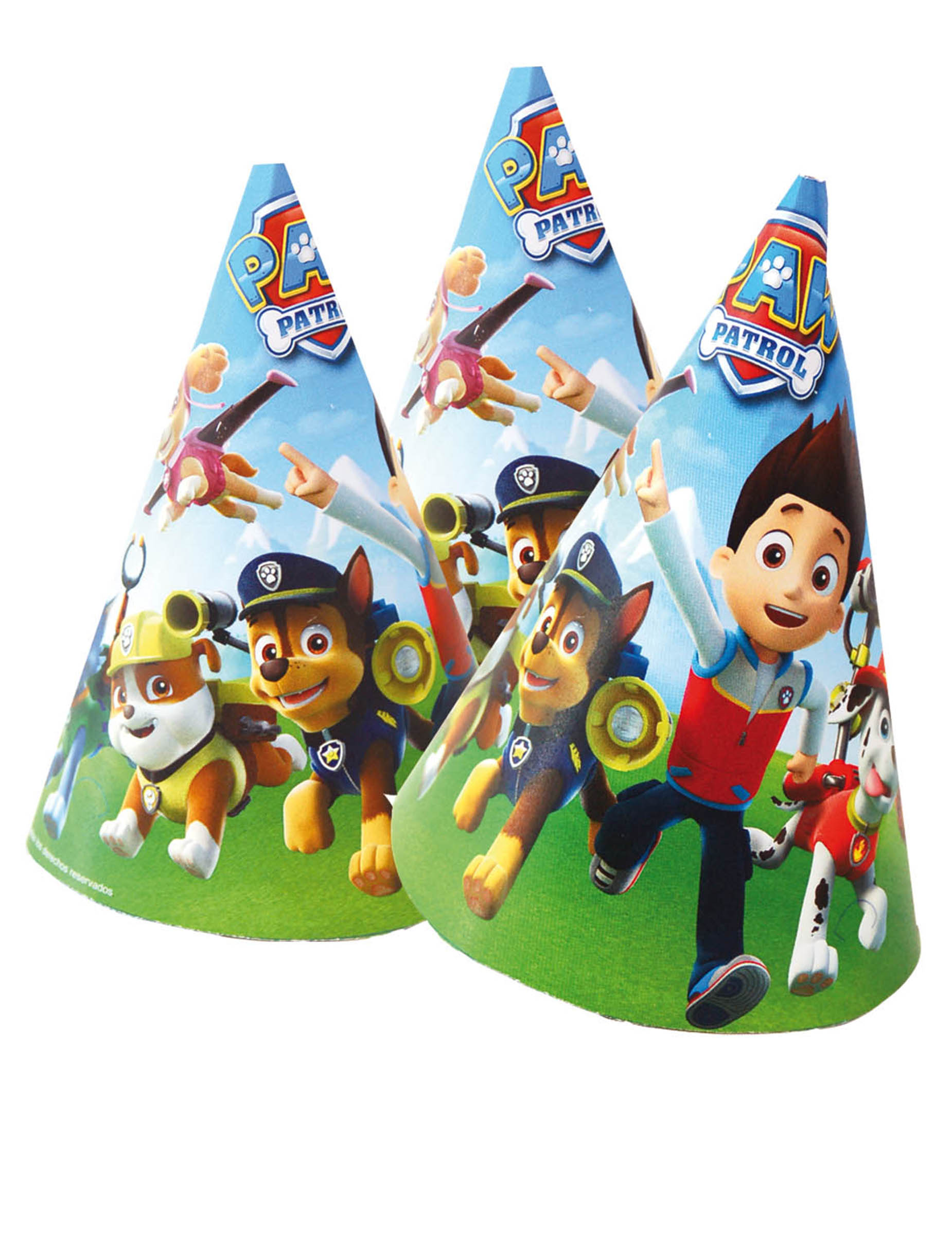 6 Chapeaux de fête Pat'Patrouille 16 x 11 cm