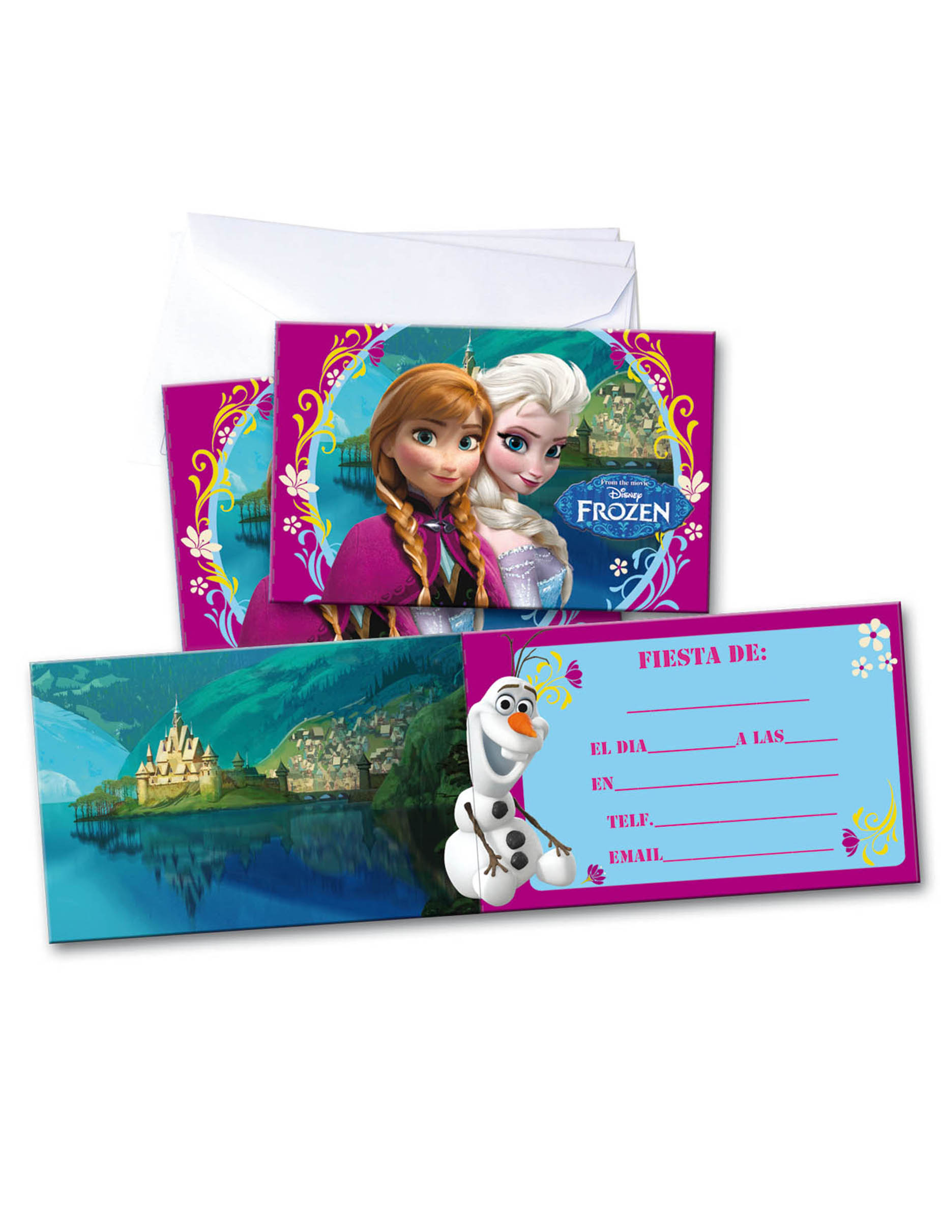 6 Cartons d'invitations avec enveloppes La Reine des Neiges ES