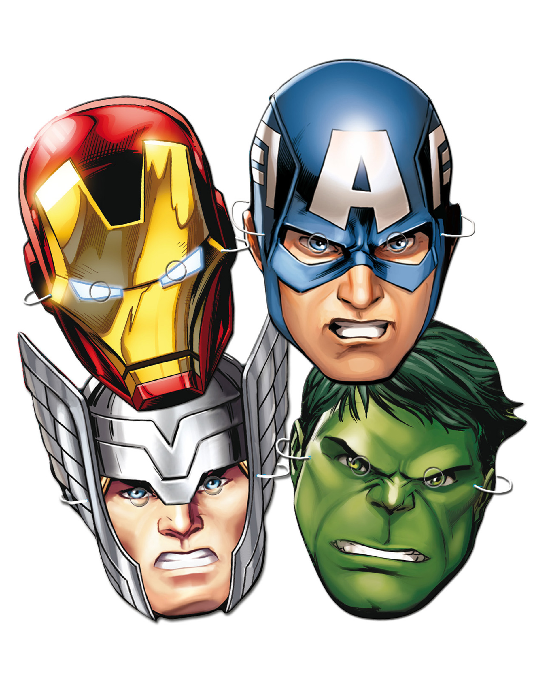 6 Masques en carton Avengers
