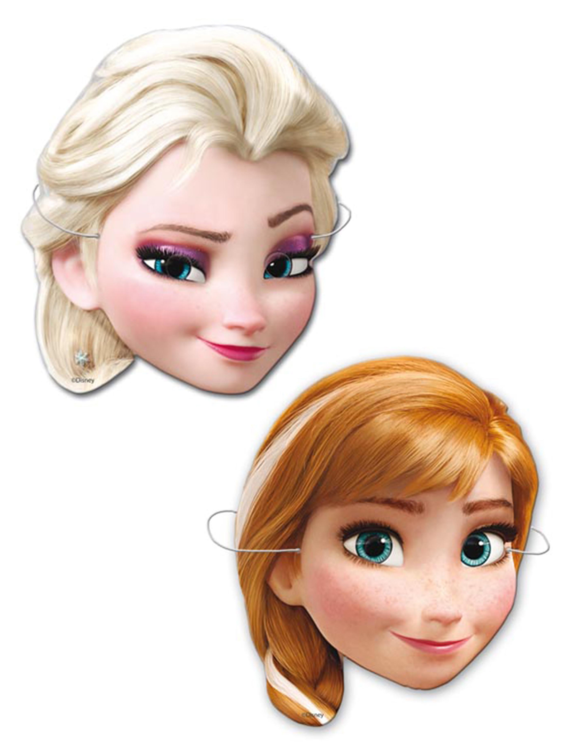6 Masques en carton La Reine des Neiges