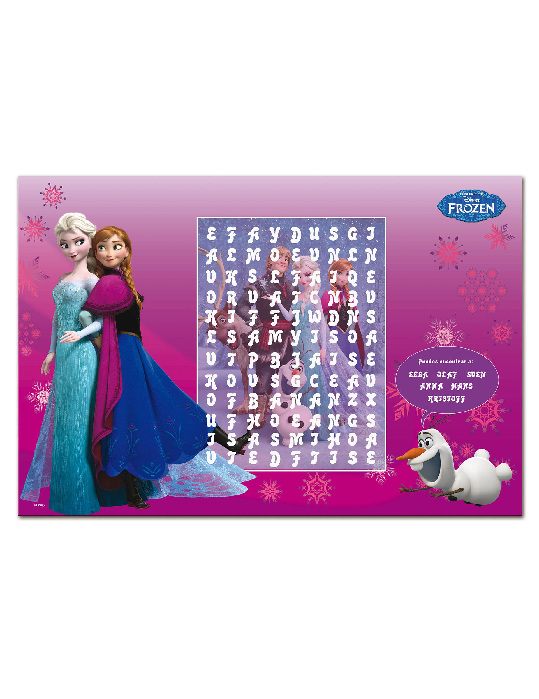 6 Set de table en papier individuels La Reine des Neiges 27 x 40 cm