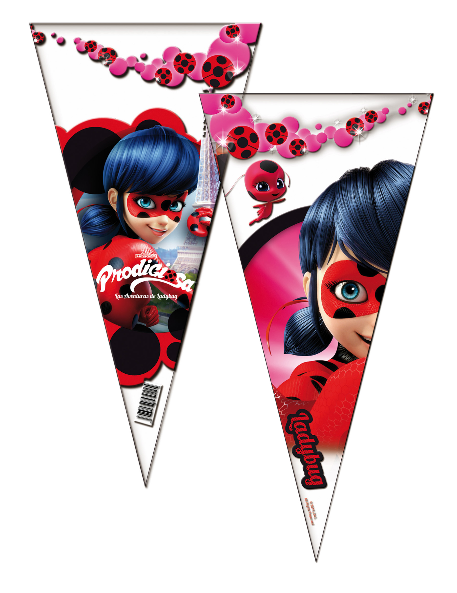 6 Sacs en forme de cône Ladybug 20 x 40 cm