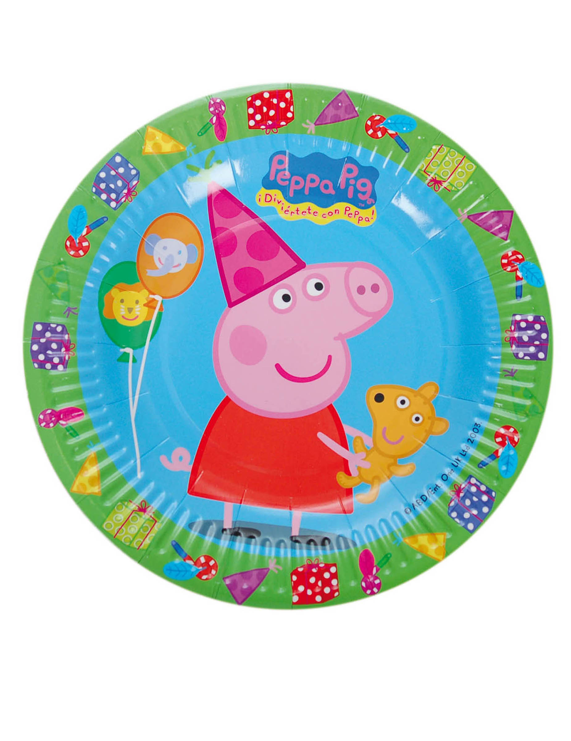 8 Petites assiettes en carton Peppa Pig 18 cm