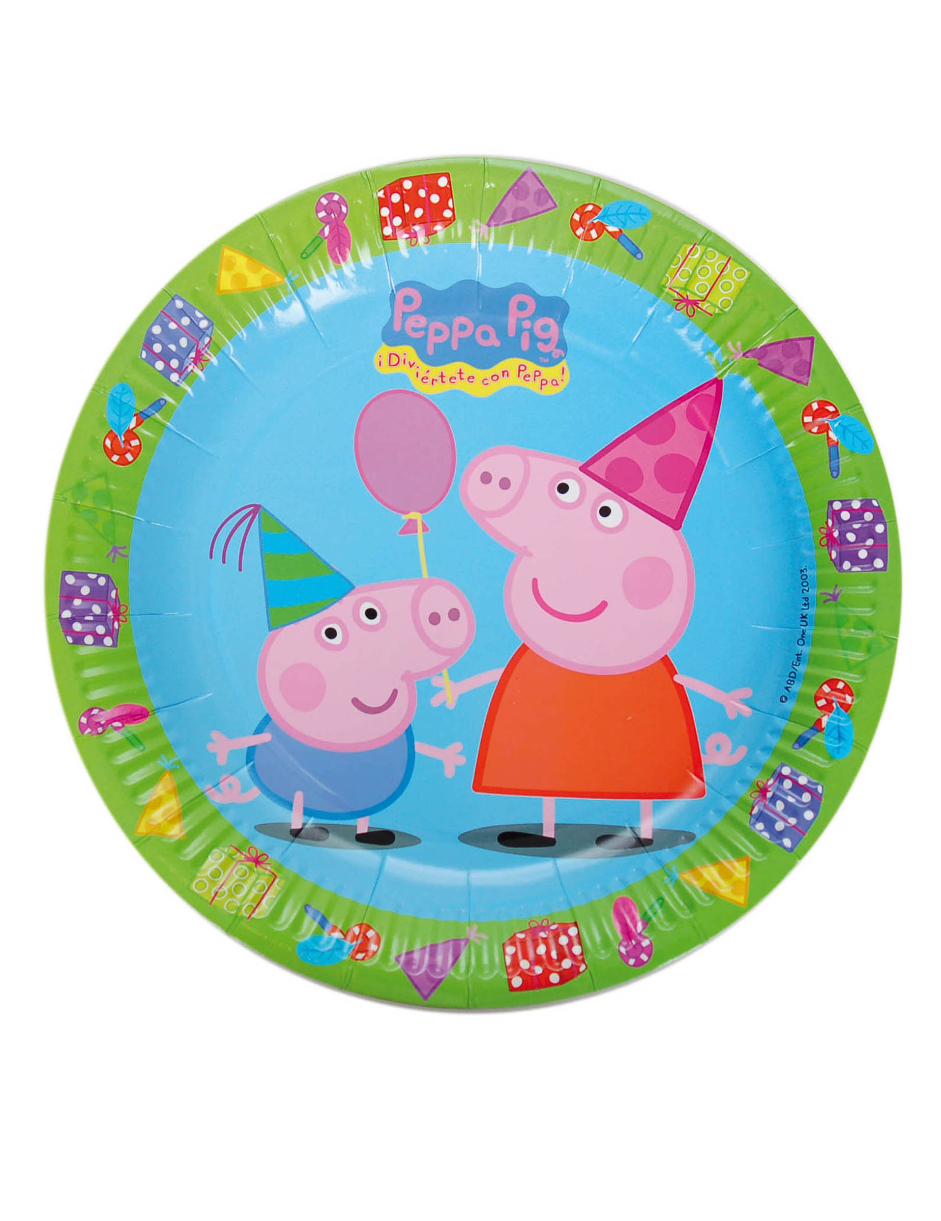 8 Assiettes en carton Peppa Pig anniversaire 23 cm