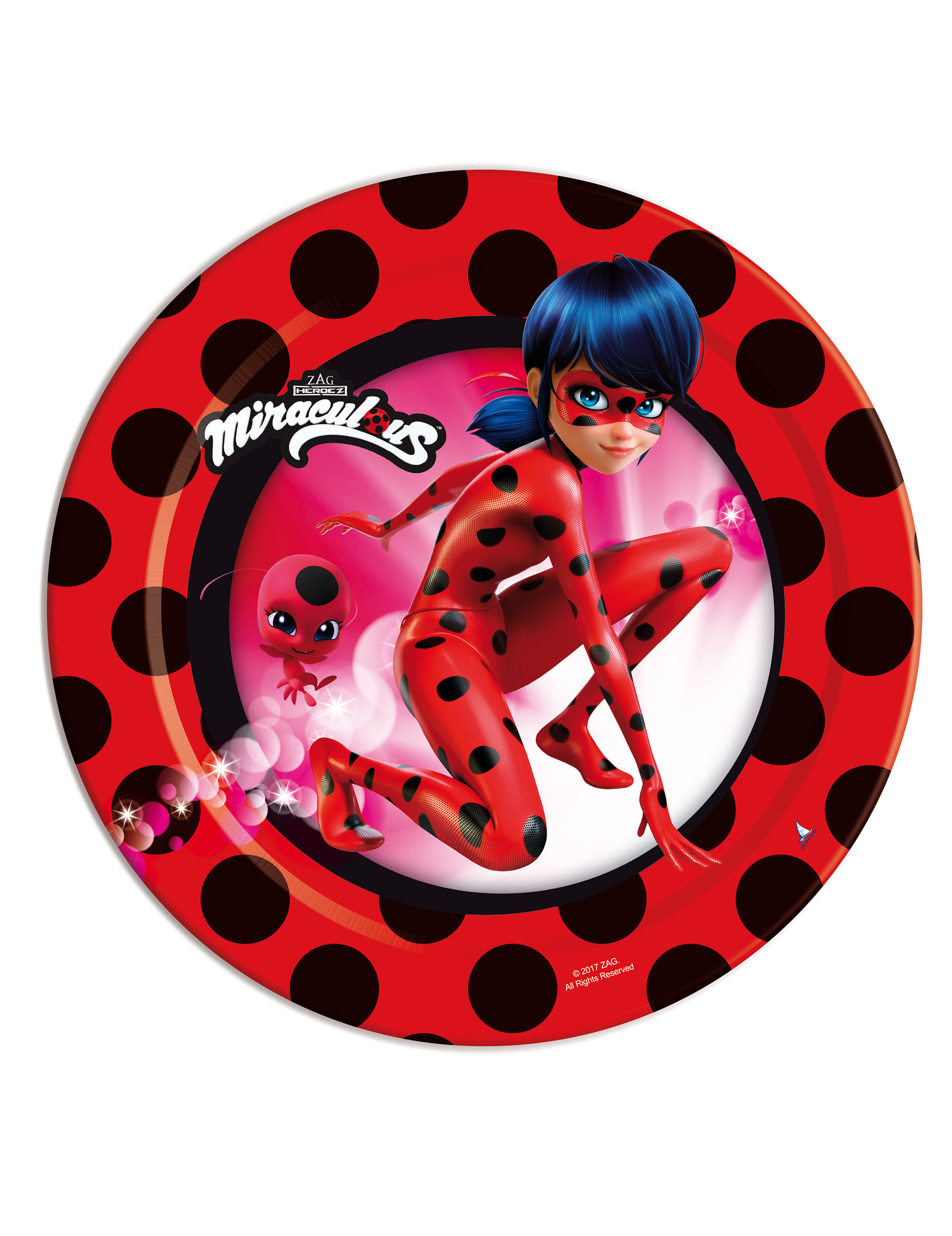 8 Petites assiettes en carton Ladybug Miraculous 18 cm