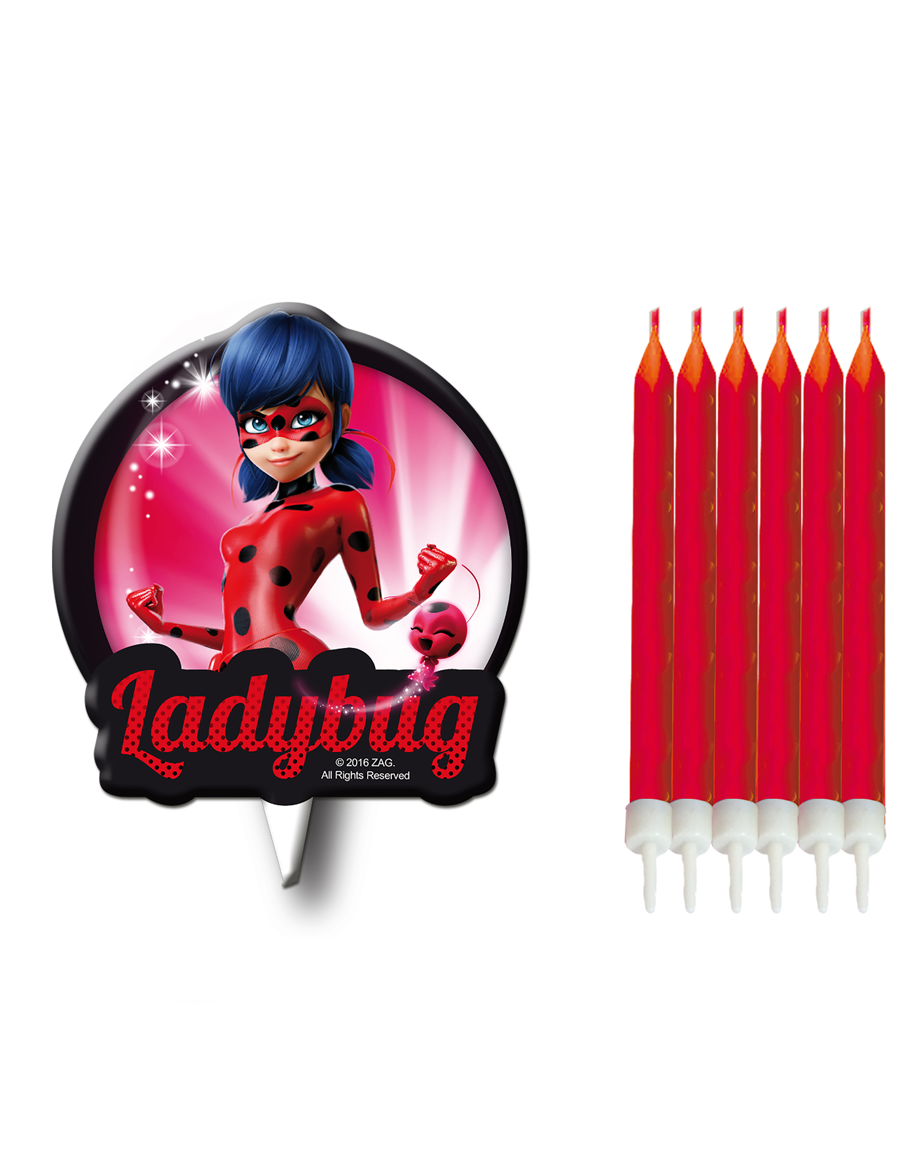 Bougies d'anniversaire avec silhouette Ladybug