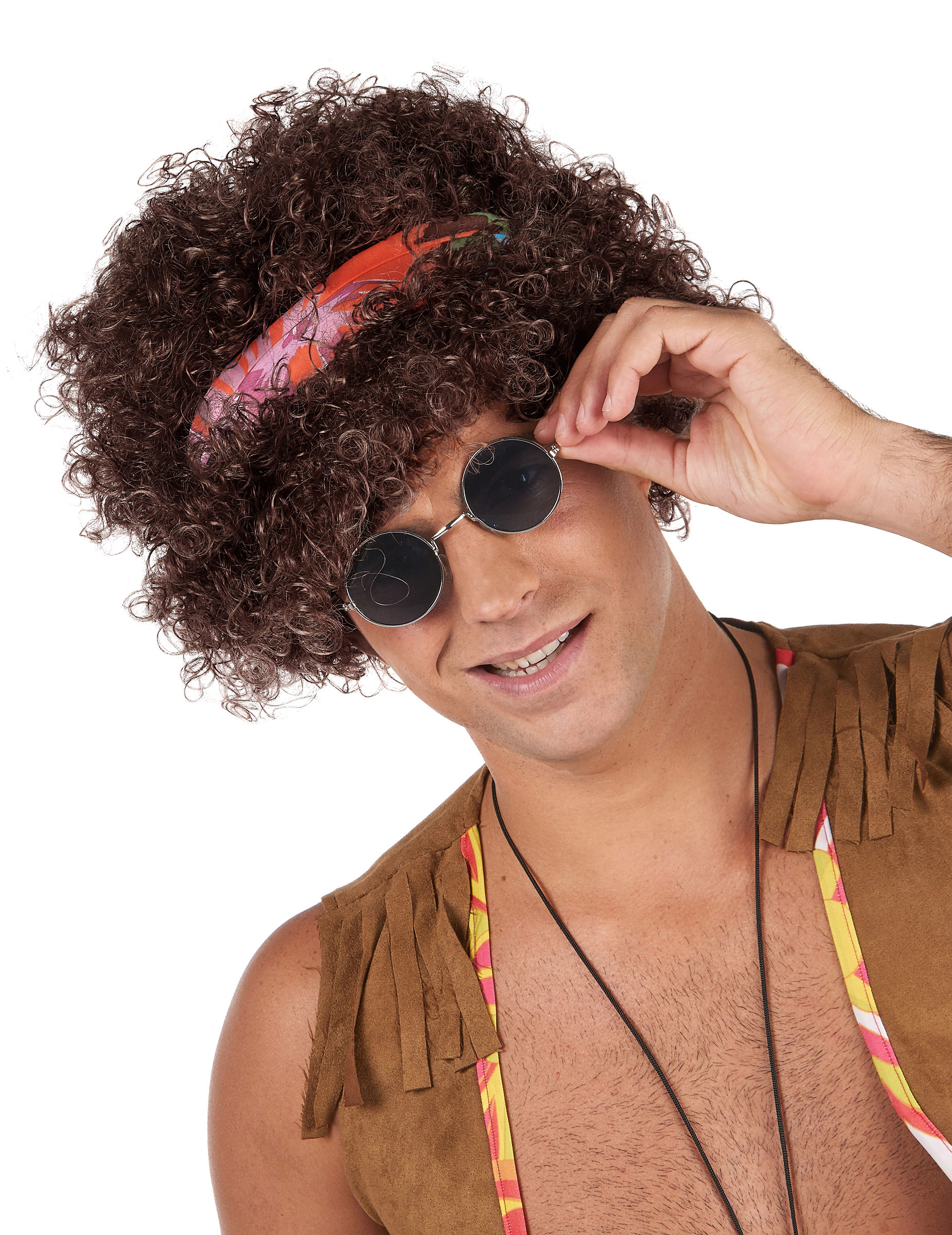 Perruque afro hippie brune - 130 g
