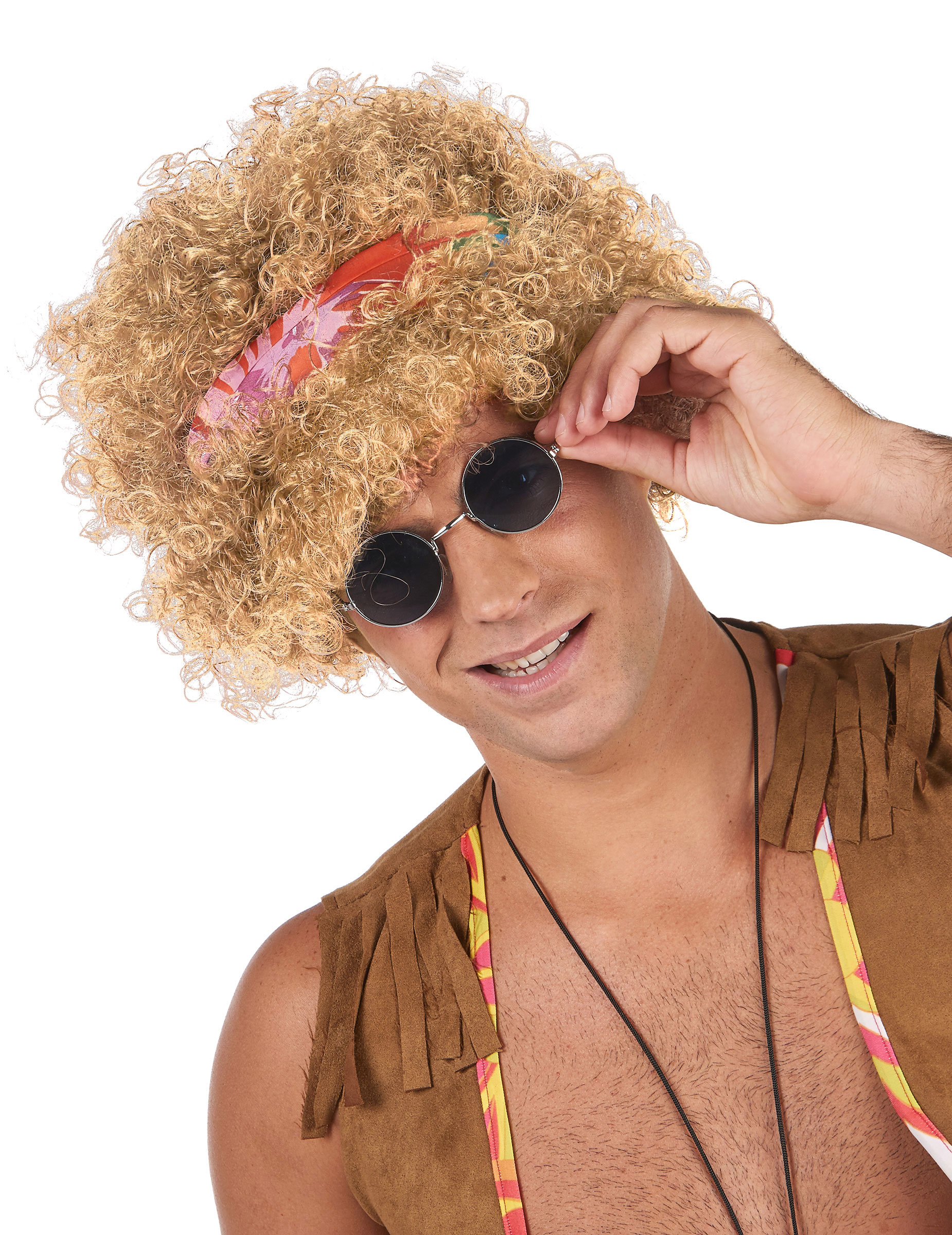 Perruque afro hippie blonde adulte