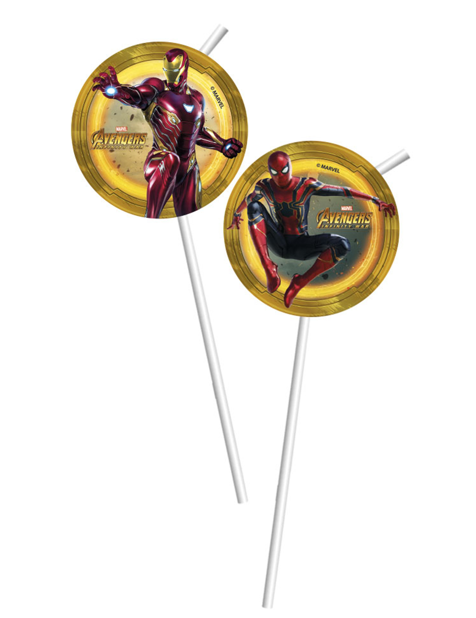 6 Pailles médaillons Avengers Infinity War