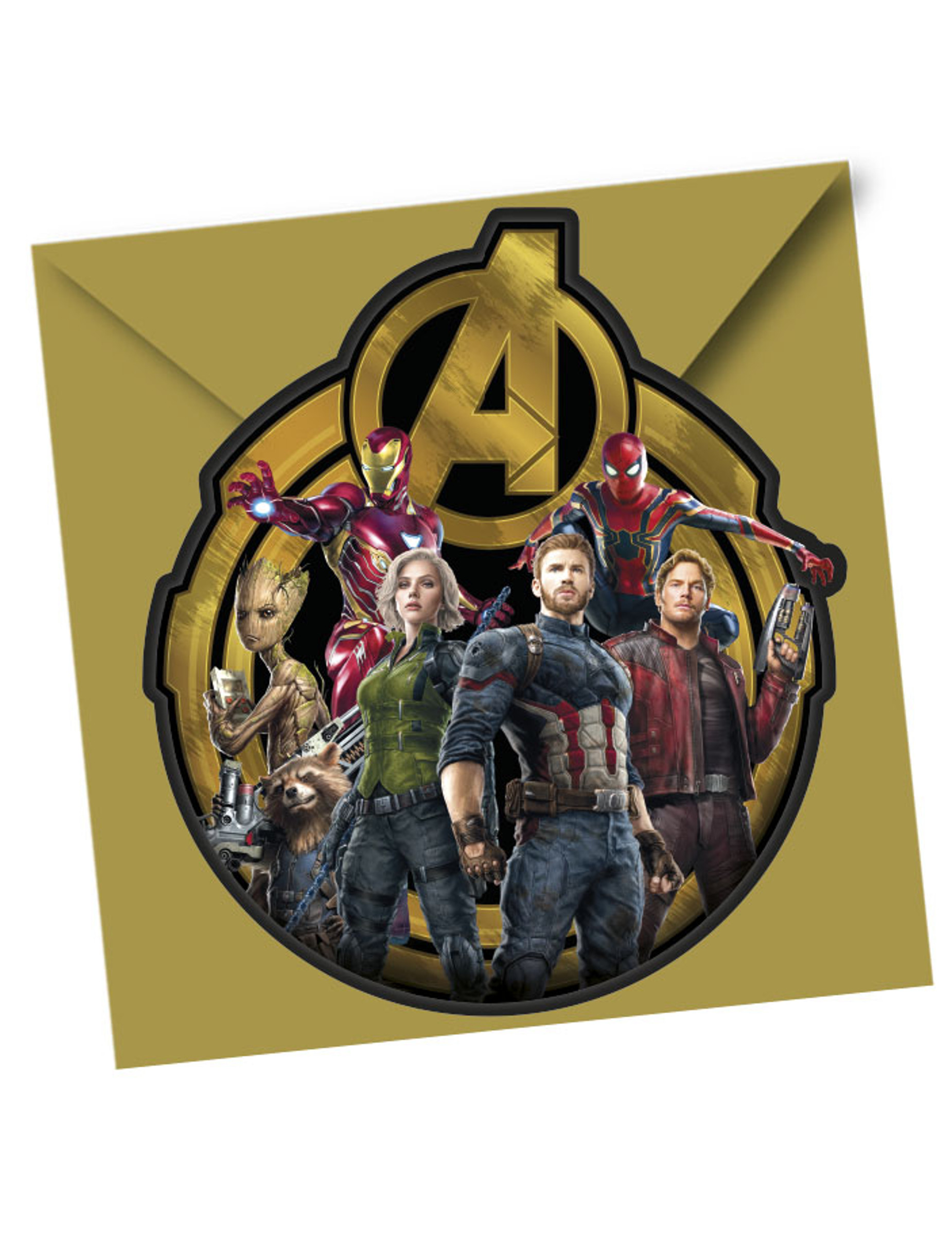 6 Cartons d'invitation avec enveloppes Avengers Infinity War