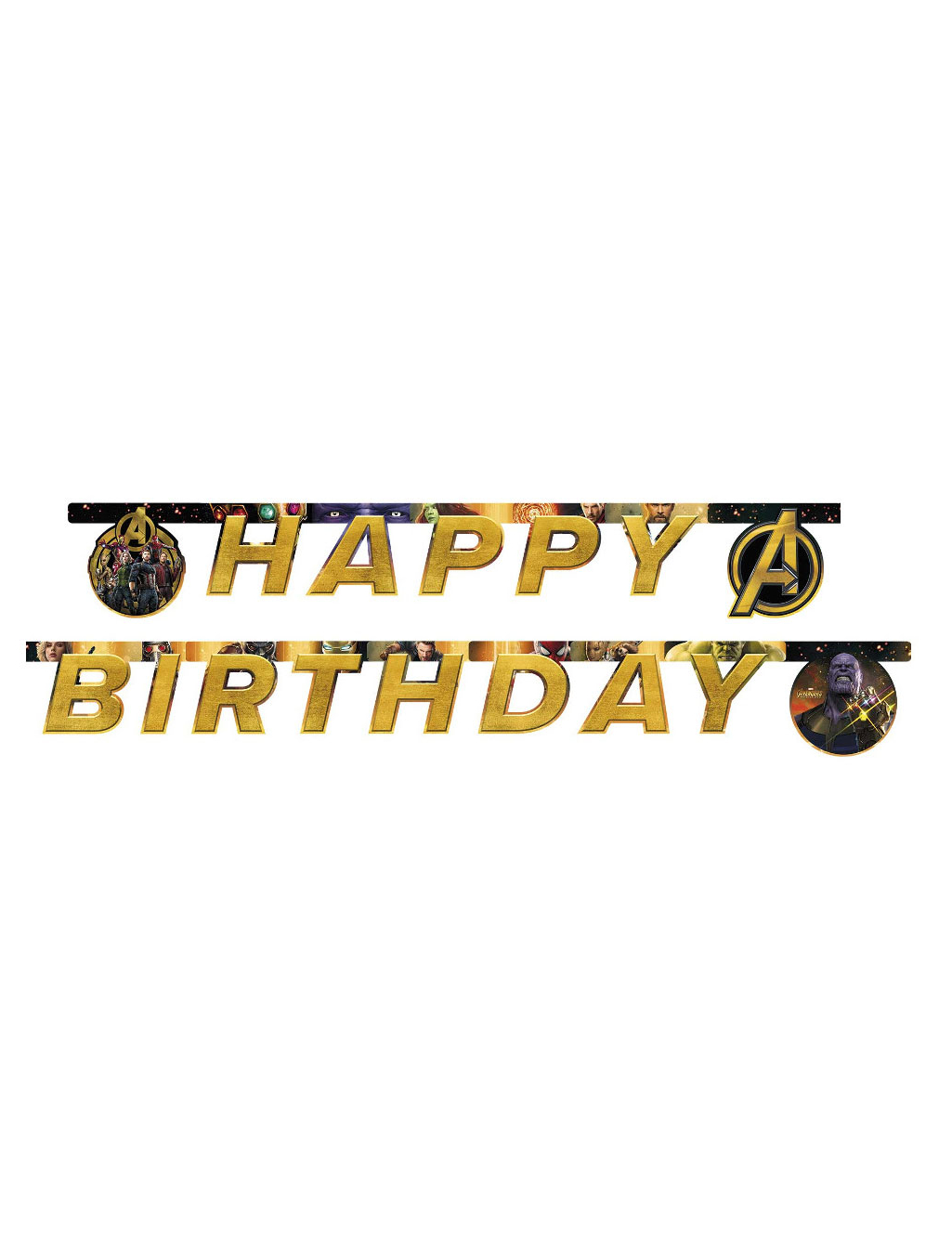 Guirlande Happy Birthday Avengers Infinity War 2 m x 16 cm