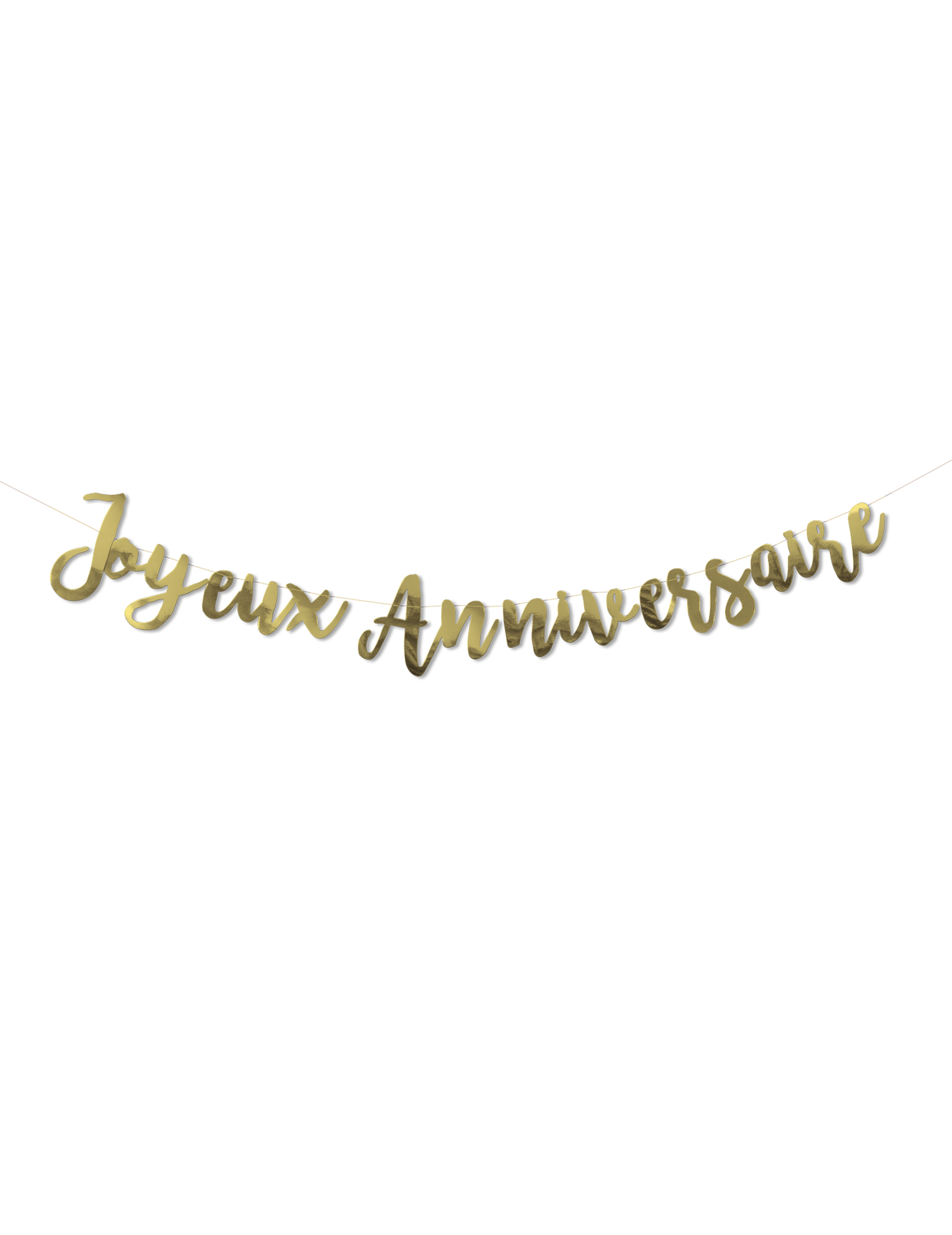 Guirlande Joyeux Anniversaire métallisée dorée 1,80 m