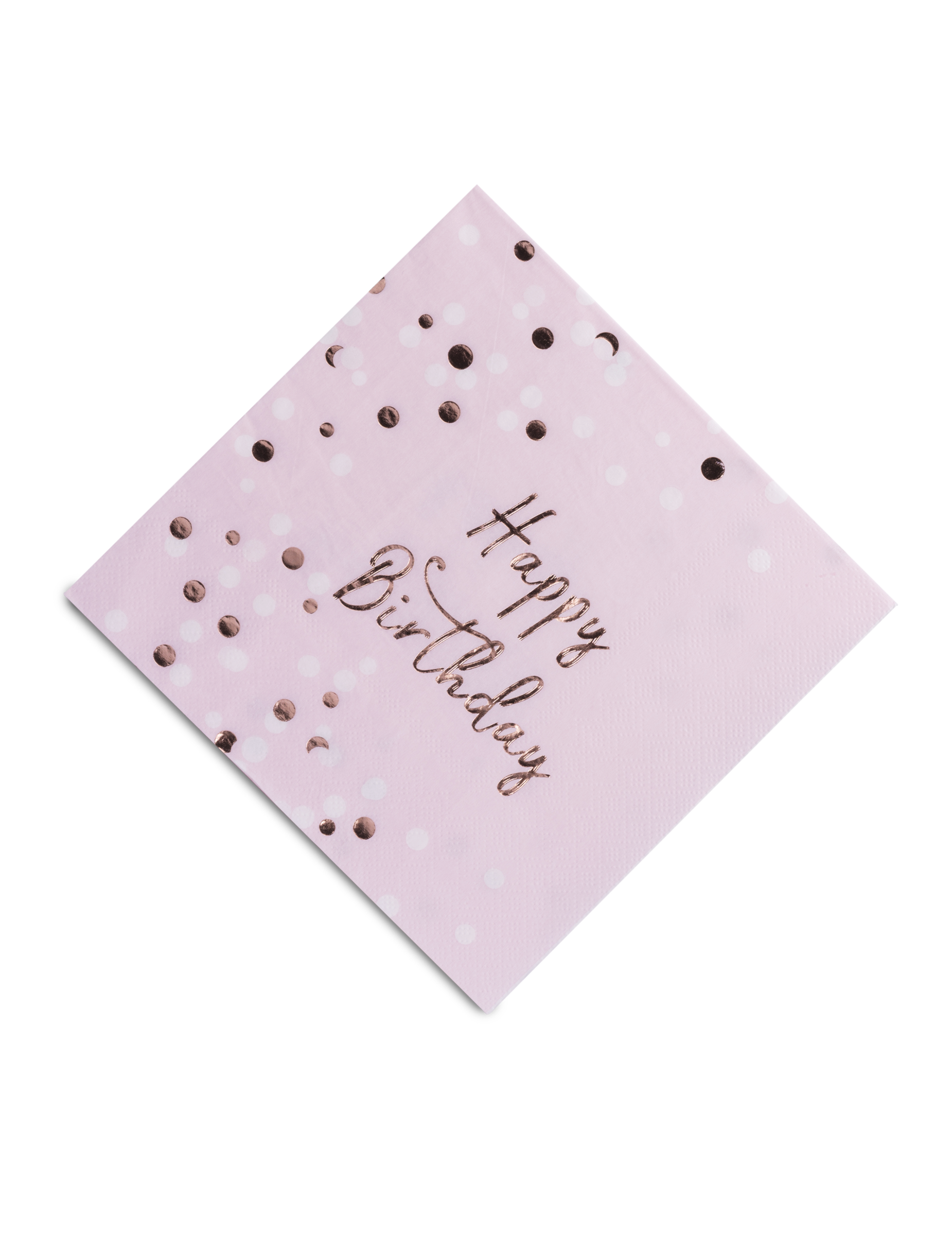 16 Serviettes en papier Happy Birthday confettis rose gold 33 x 33 cm