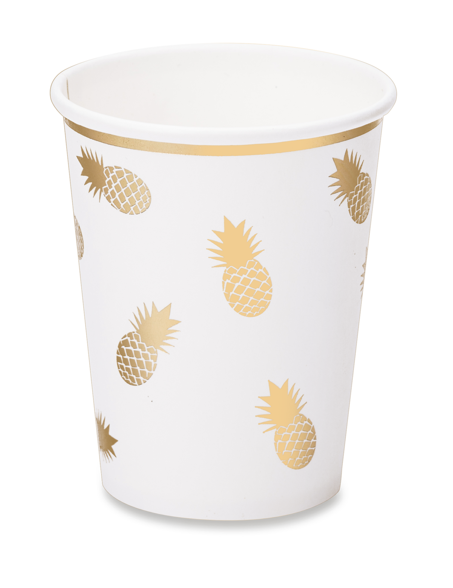 8 Gobelets en carton ananas blanc et or