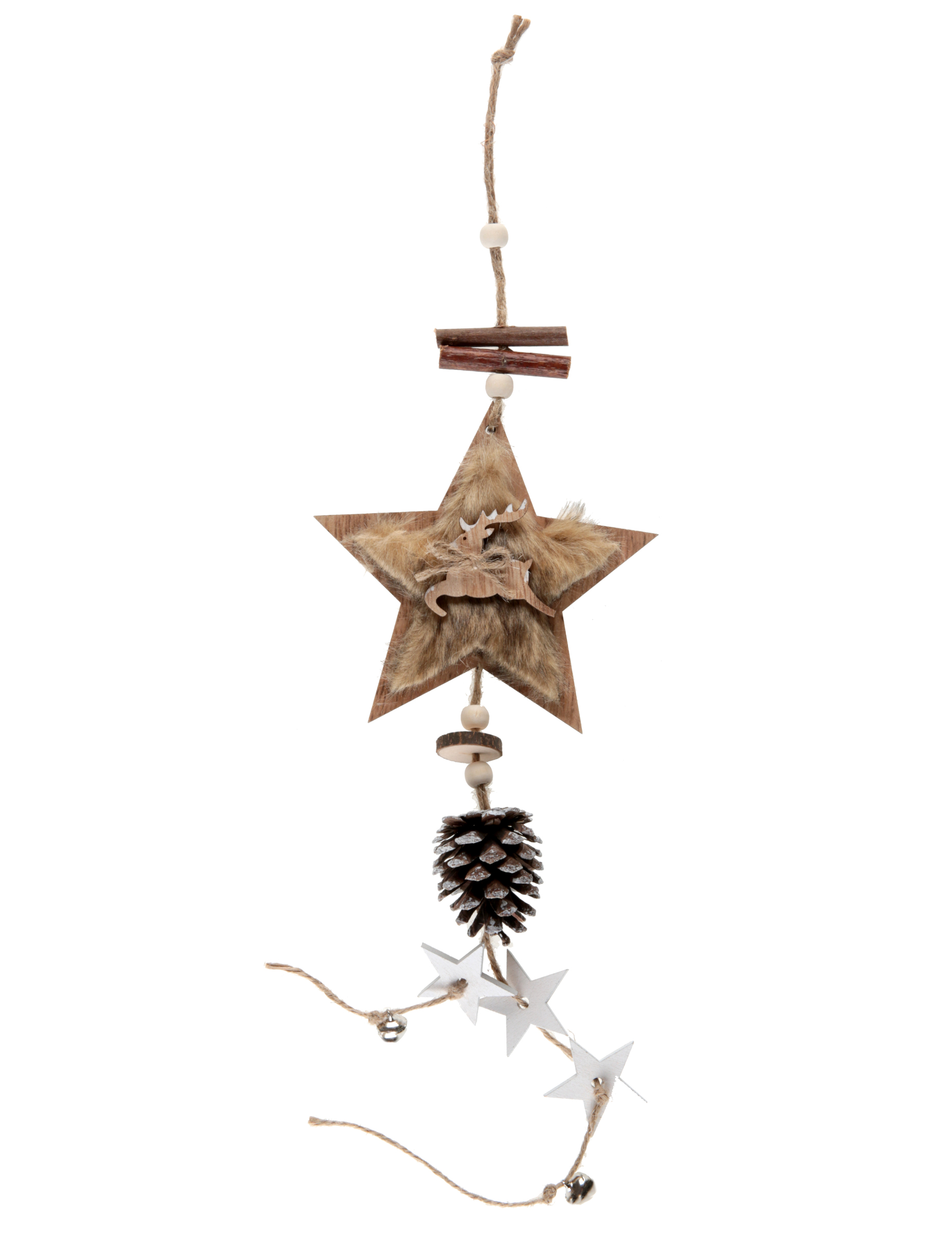 Suspension en bois et métal Hiver 54 cm