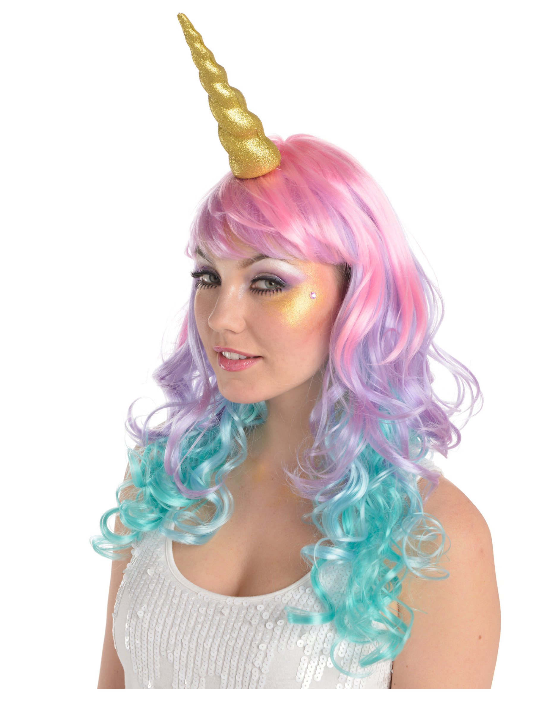 Serre-tête corne de licorne dorée adulte