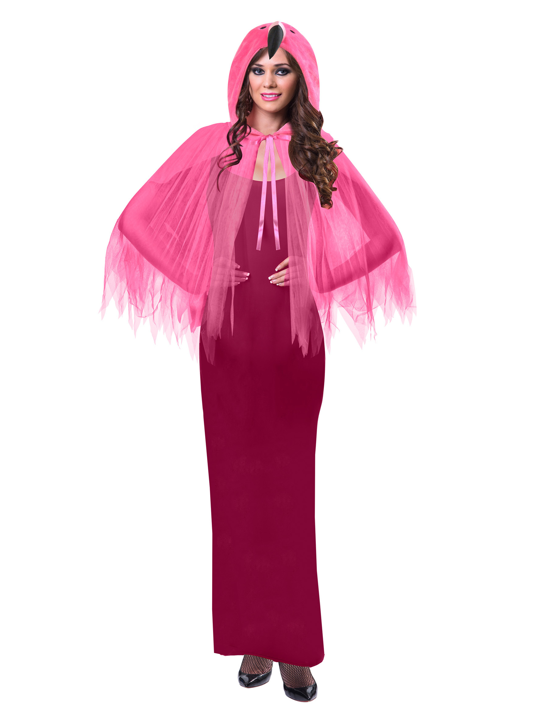 Cape avec capuche flamant rose adulte