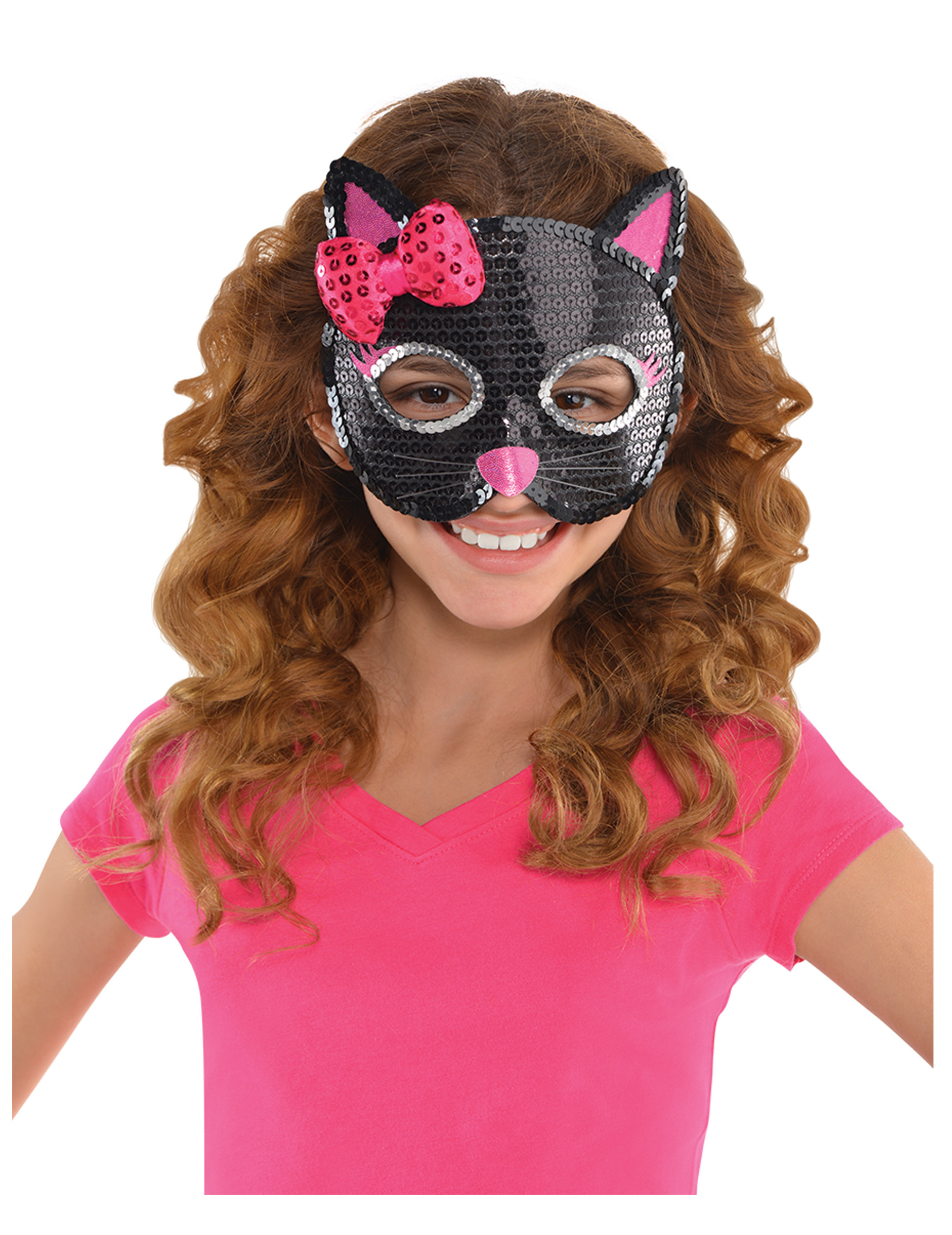 Loup en sequins chat noir enfant