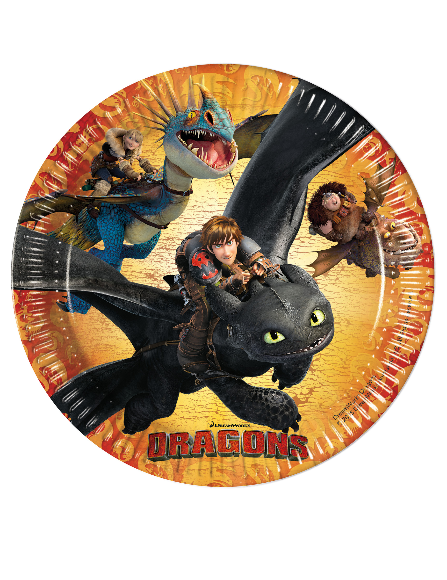 8 Assiettes en carton Dragons 23 cm