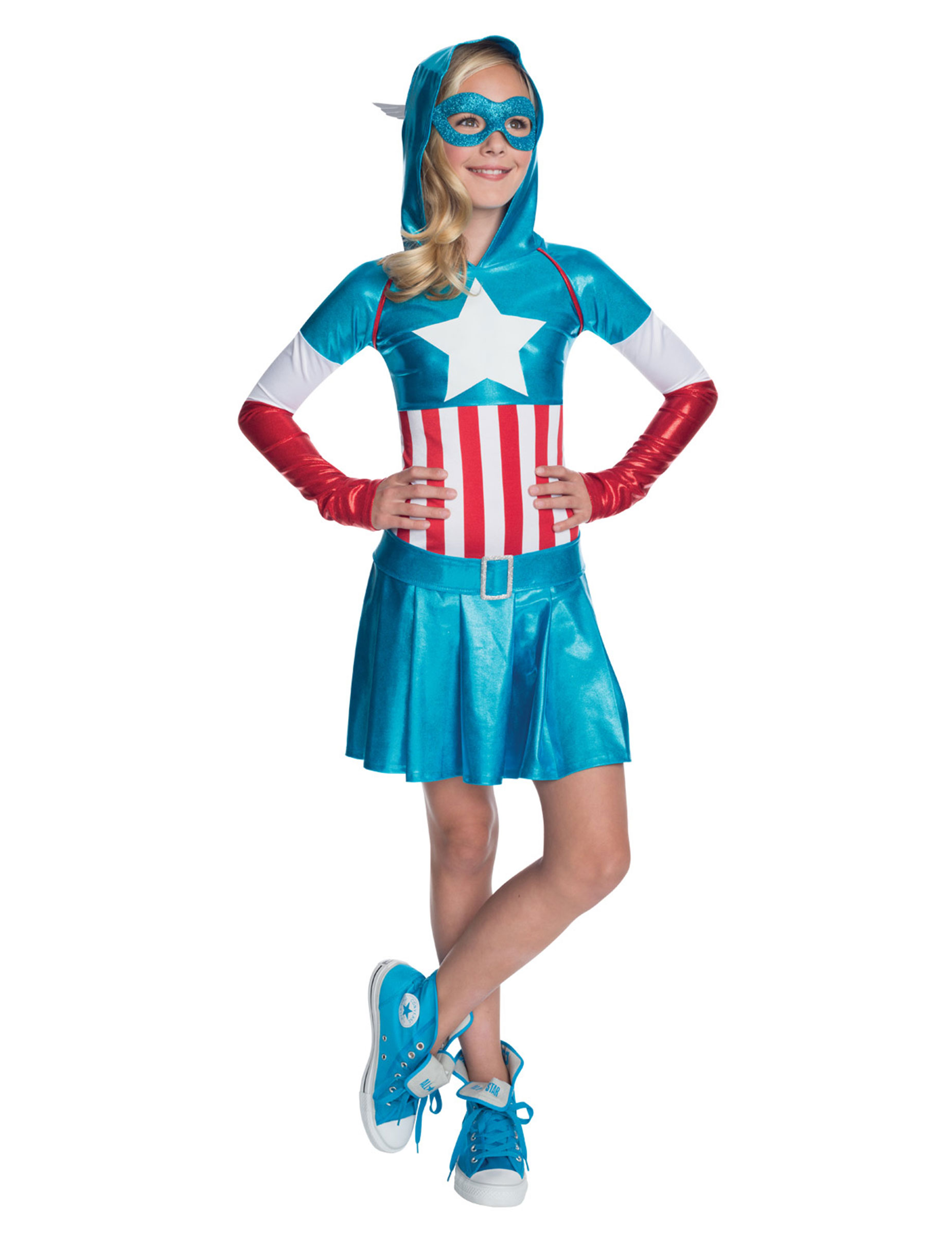 Déguisement métallique Captain America fille