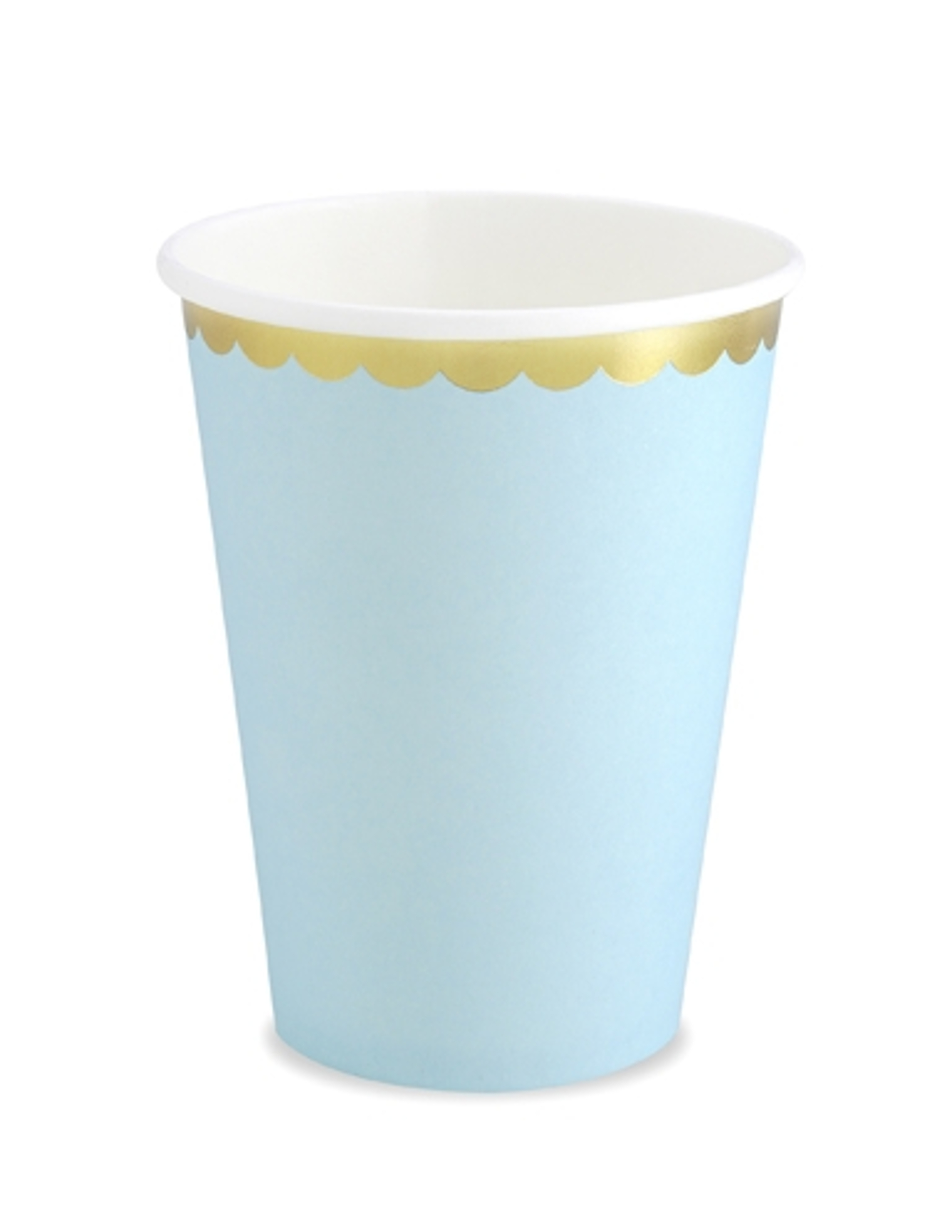 6 Gobelets en carton bleu ciel et dorure 220 ml