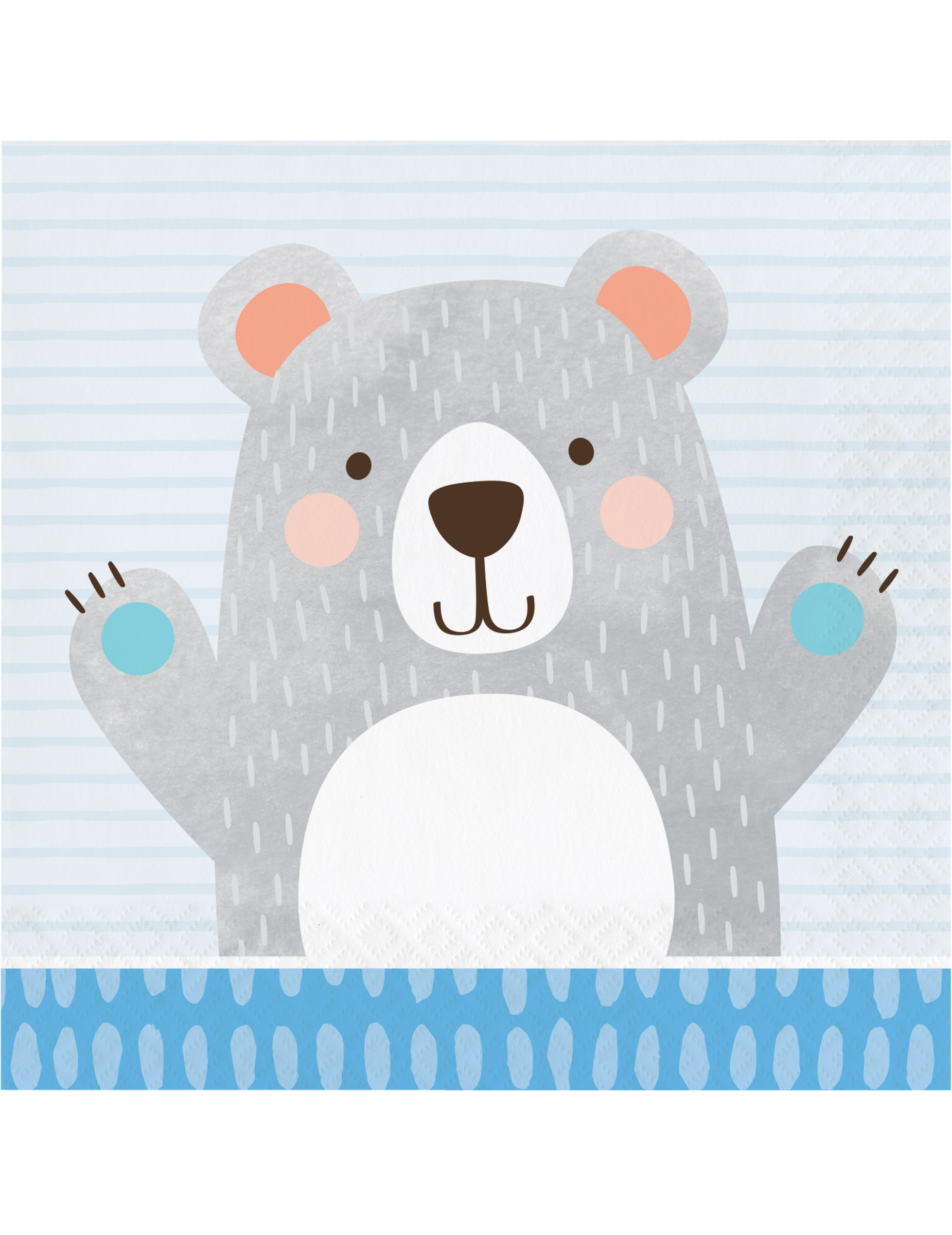 16 Serviettes en papier Petit Ours Gris 33 x 33 cm