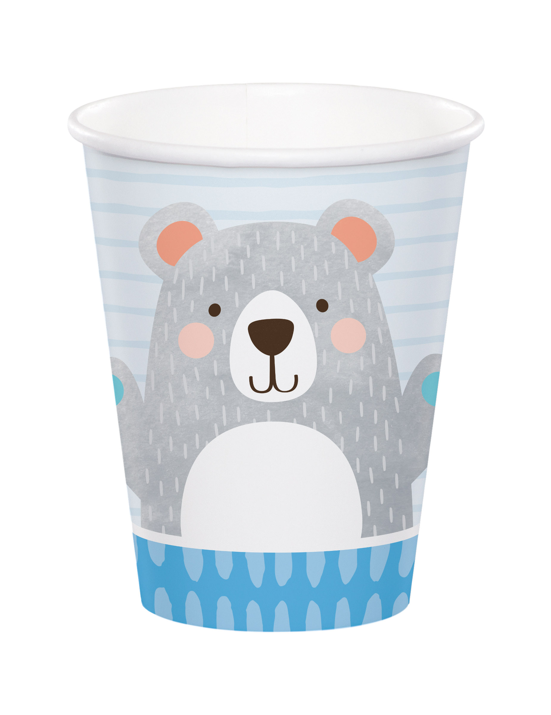 8 Gobelets en carton Petit Ours Gris 266 ml