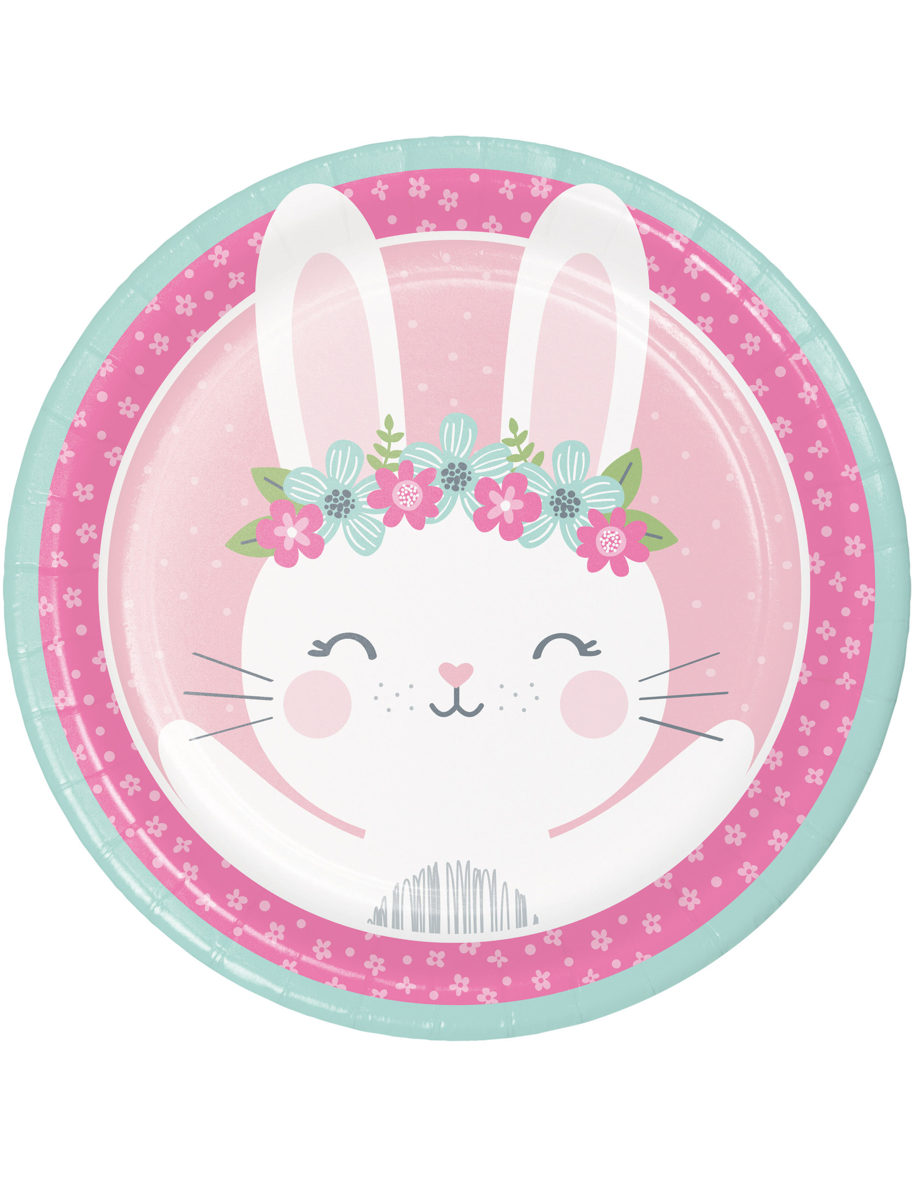 8 Assiettes en carton Petit Lapin roses 23 cm