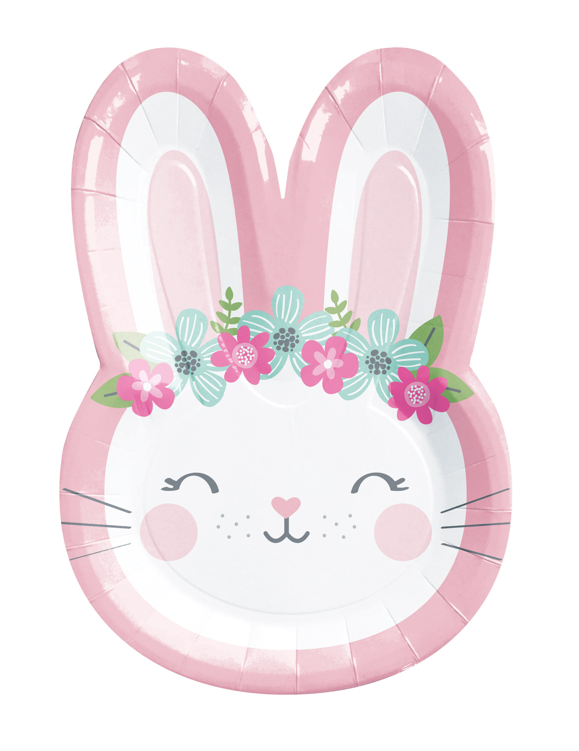8 Assiettes en carton Petit Lapin rose 22,2 cm