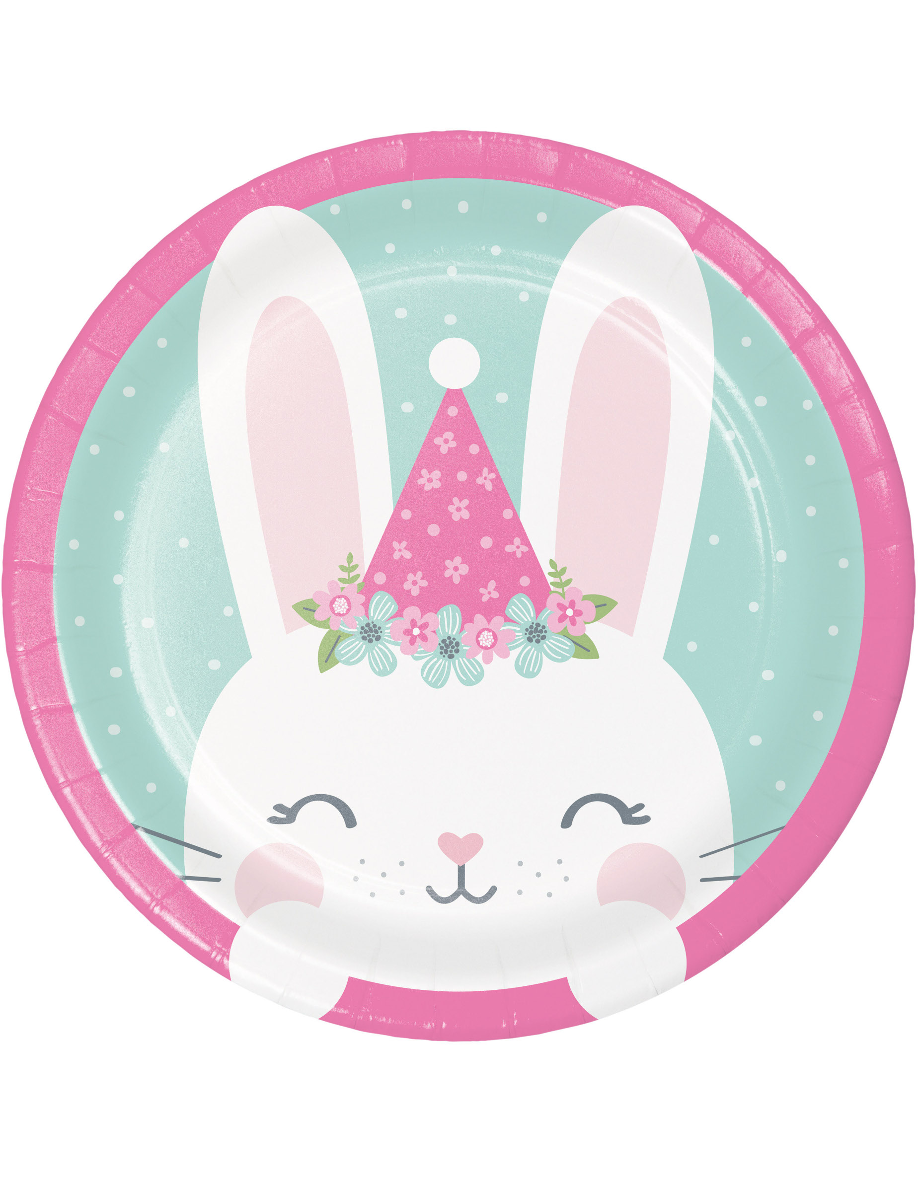8 Petites assiettes en carton Petit Lapin menthe 18 cm