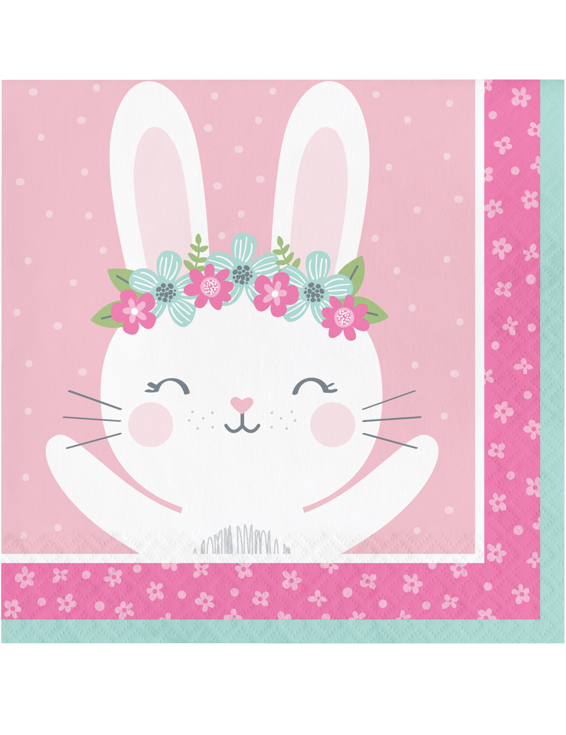 16 Serviettes en papier Petit Lapin roses 33 x 33 cm