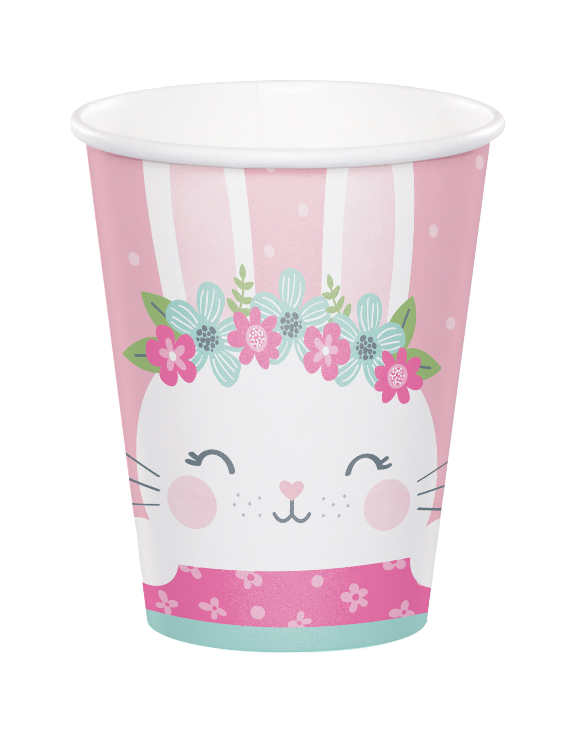 8 Gobelets en carton Petit Lapin roses 266 ml