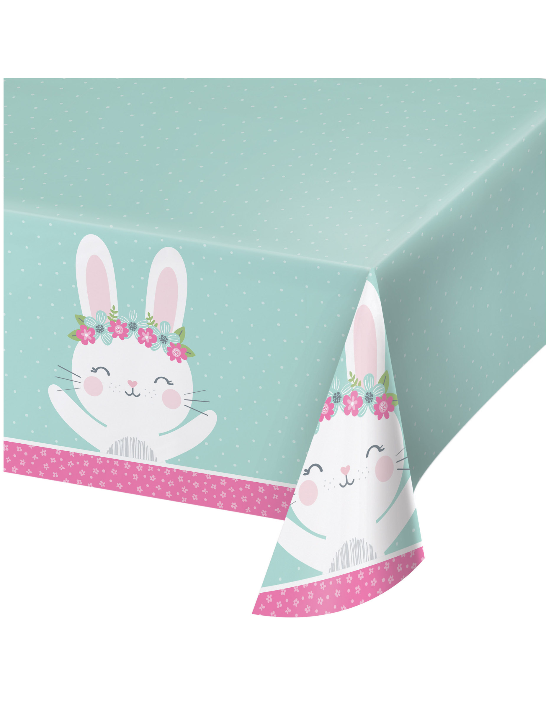 Nappe en plastique Petit Lapin menthe 137 x 259 cm