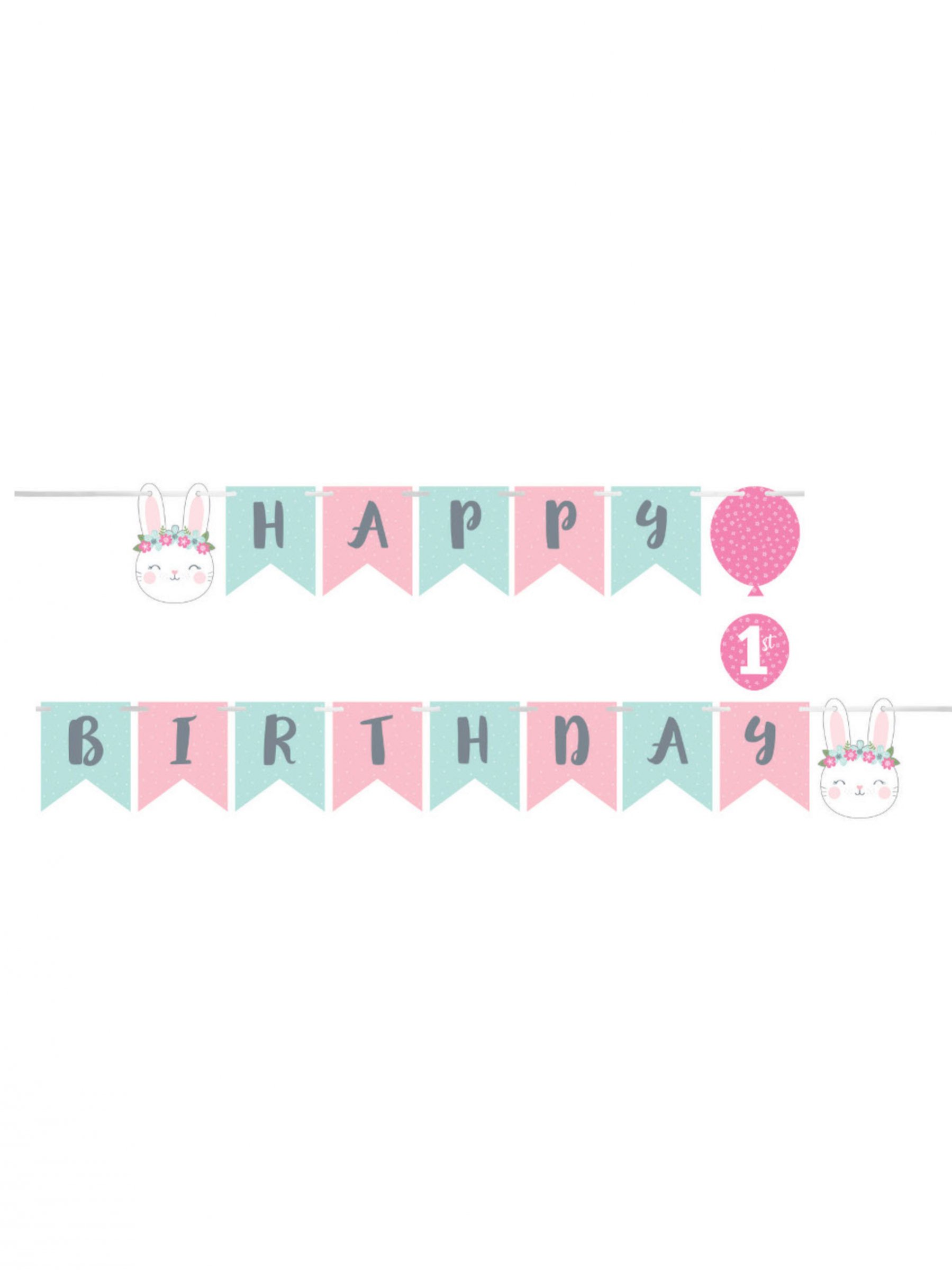 Guirlande en papier Happy Birthday Petit Lapin 15,2 x 192 cm