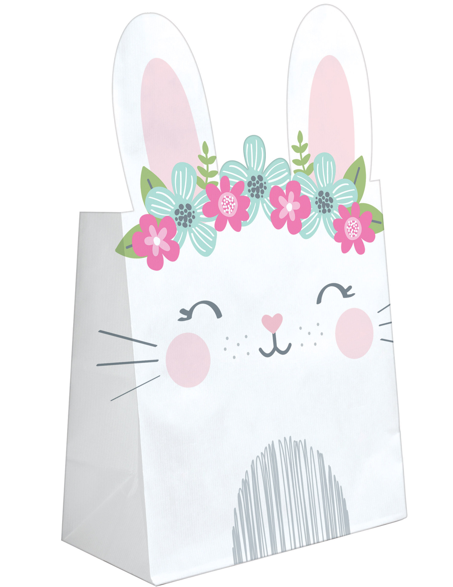 8 Sacs cadeaux en papier Petit Lapin blancs 20,3 x 11,4 x 8,3 cm