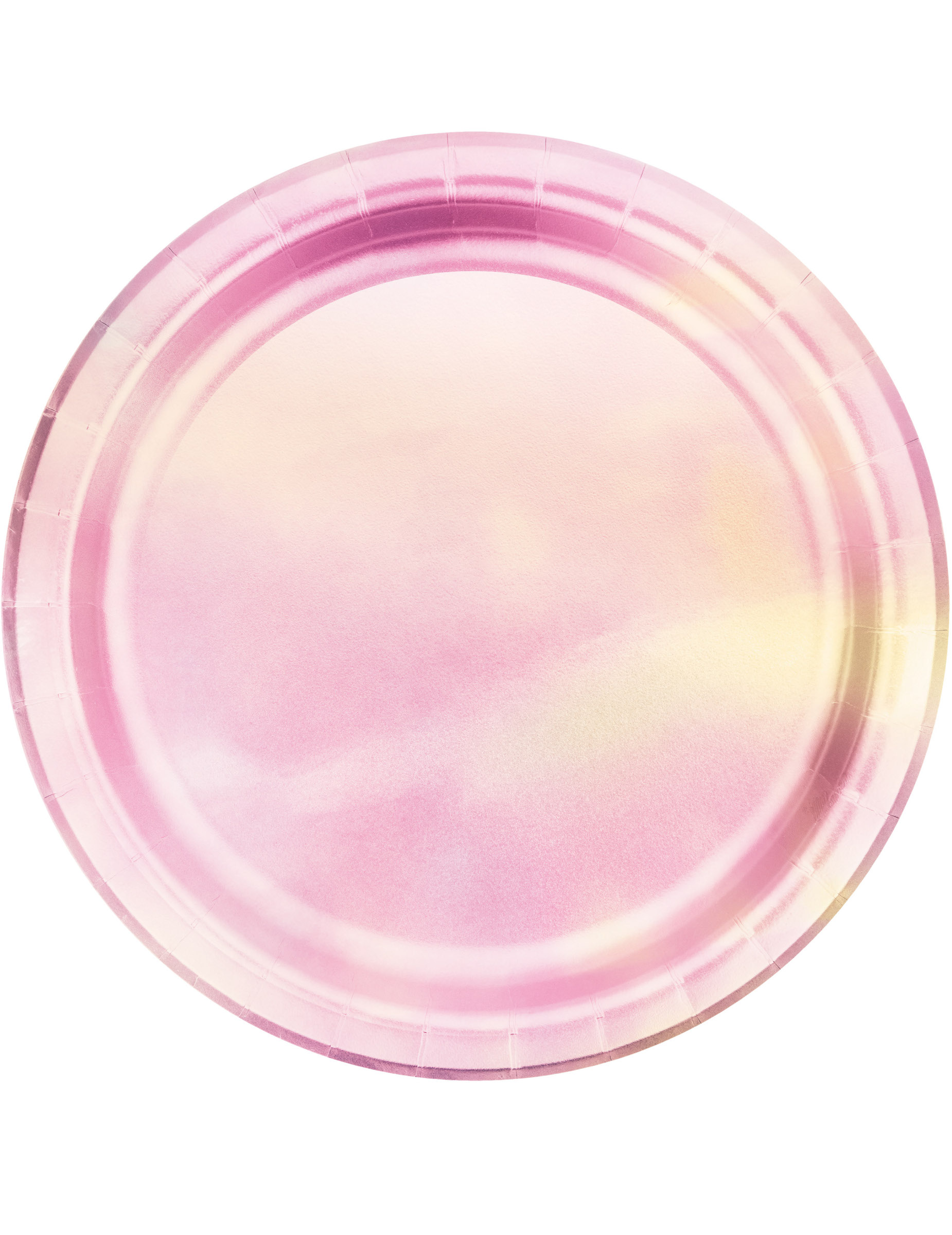 8 Petites assiettes en carton rose iridescentes 18 cm