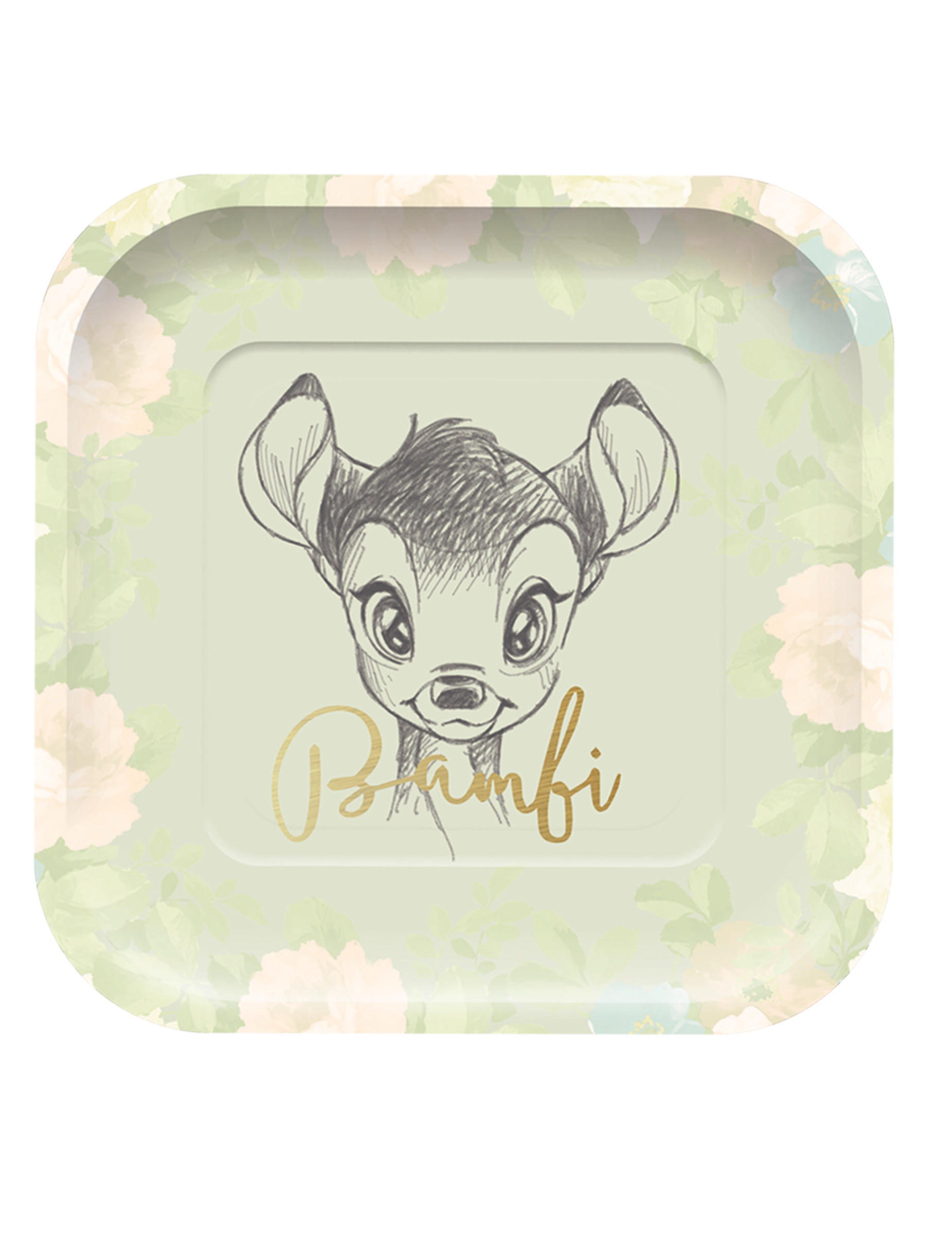 4 Assiettes en carton carré premium Bambi 24 x 24 cm