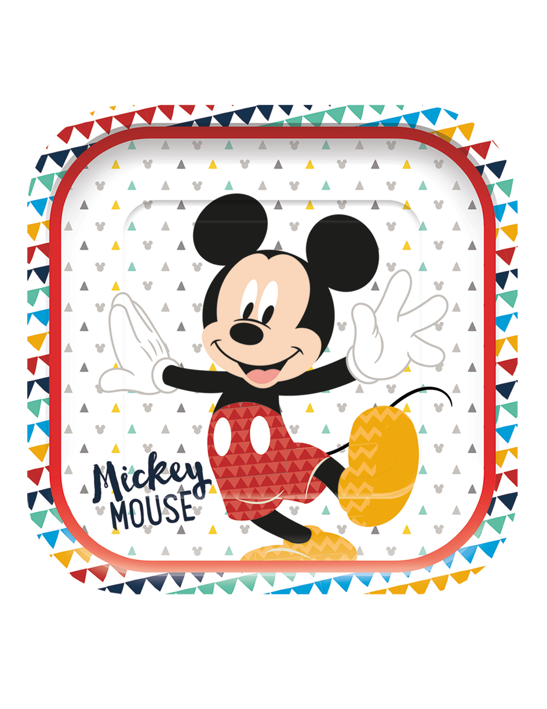 4 Assiettes en carton carré premium Mickey 24 x 24 cm