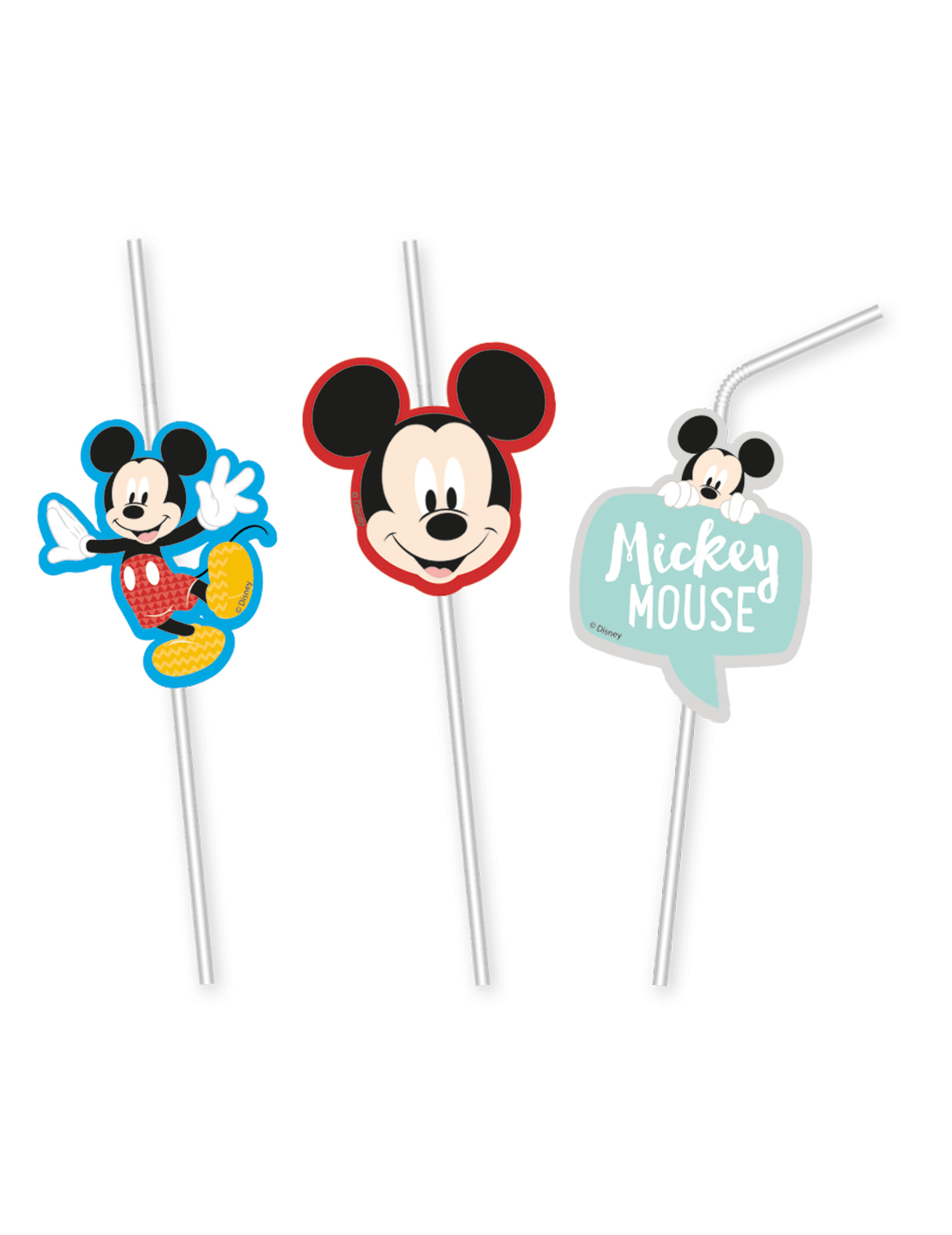 6 Pailles flexibles médaillon premium Mickey