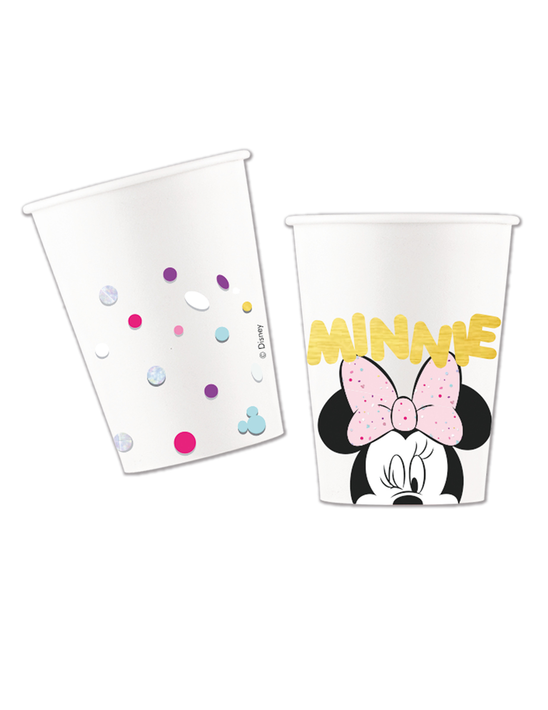 8 Gobelets en carton effet métallique premium Minnie 260 ml