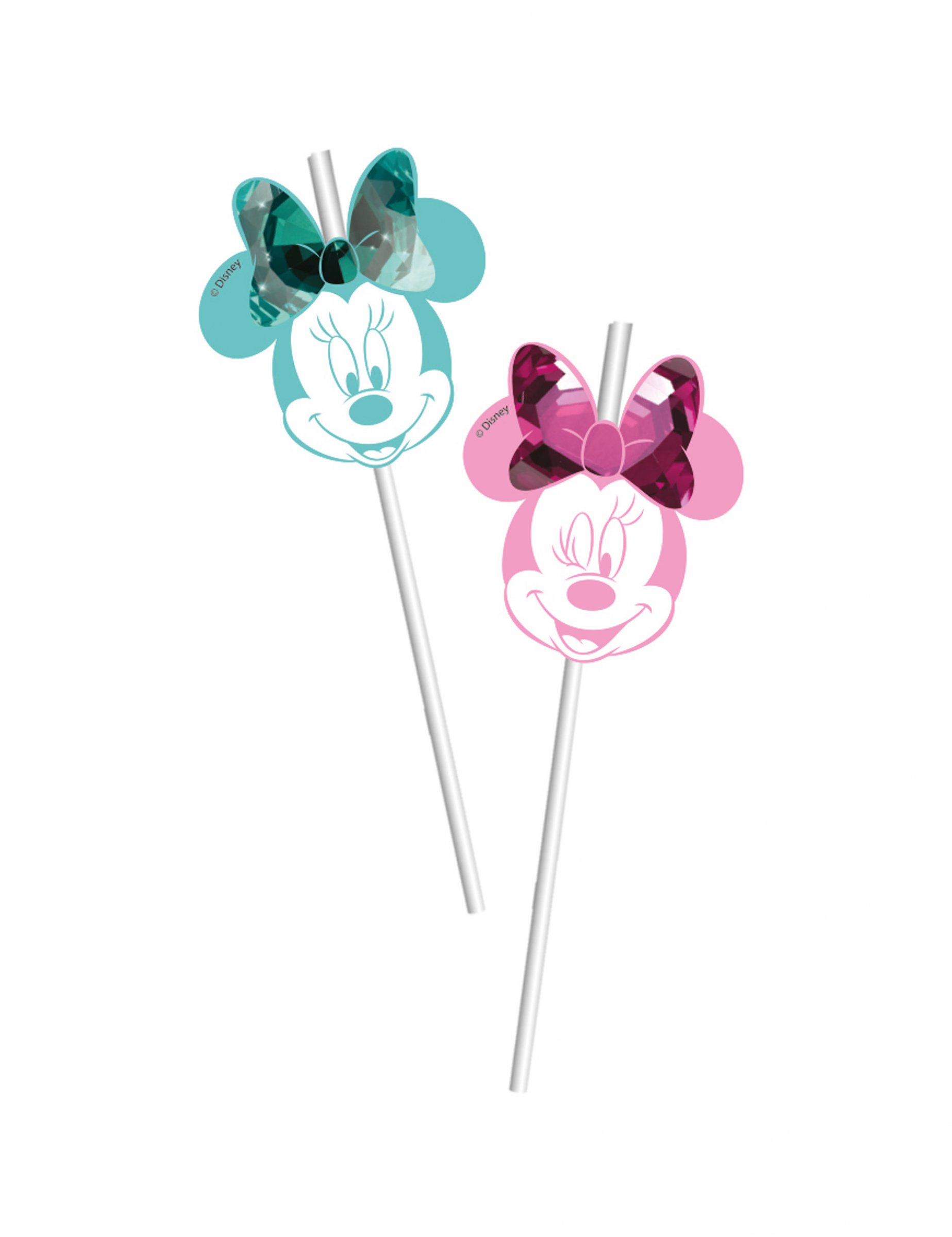 6 Pailles flexibles médaillon effet métallique premium Minnie
