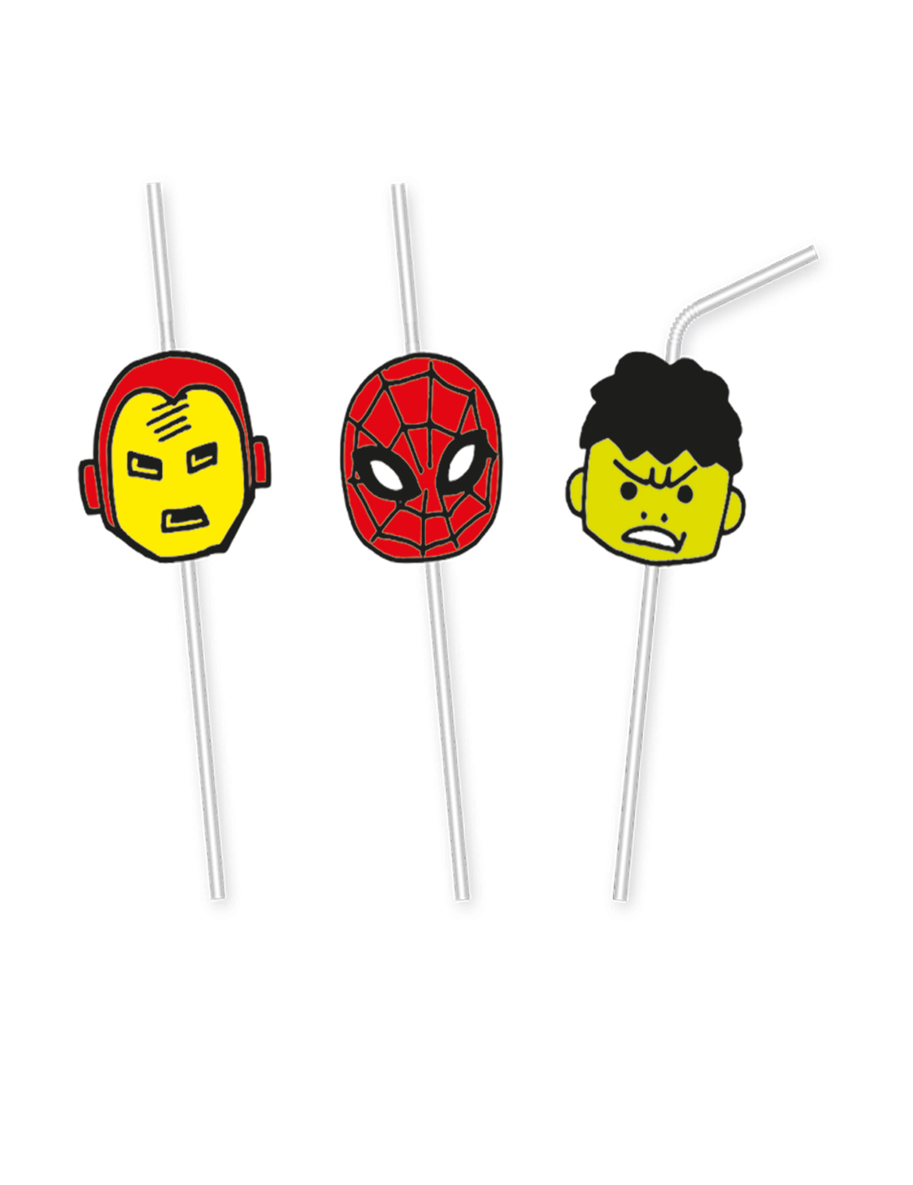 6 Pailles flexibles médaillon premium Avengers pop comic