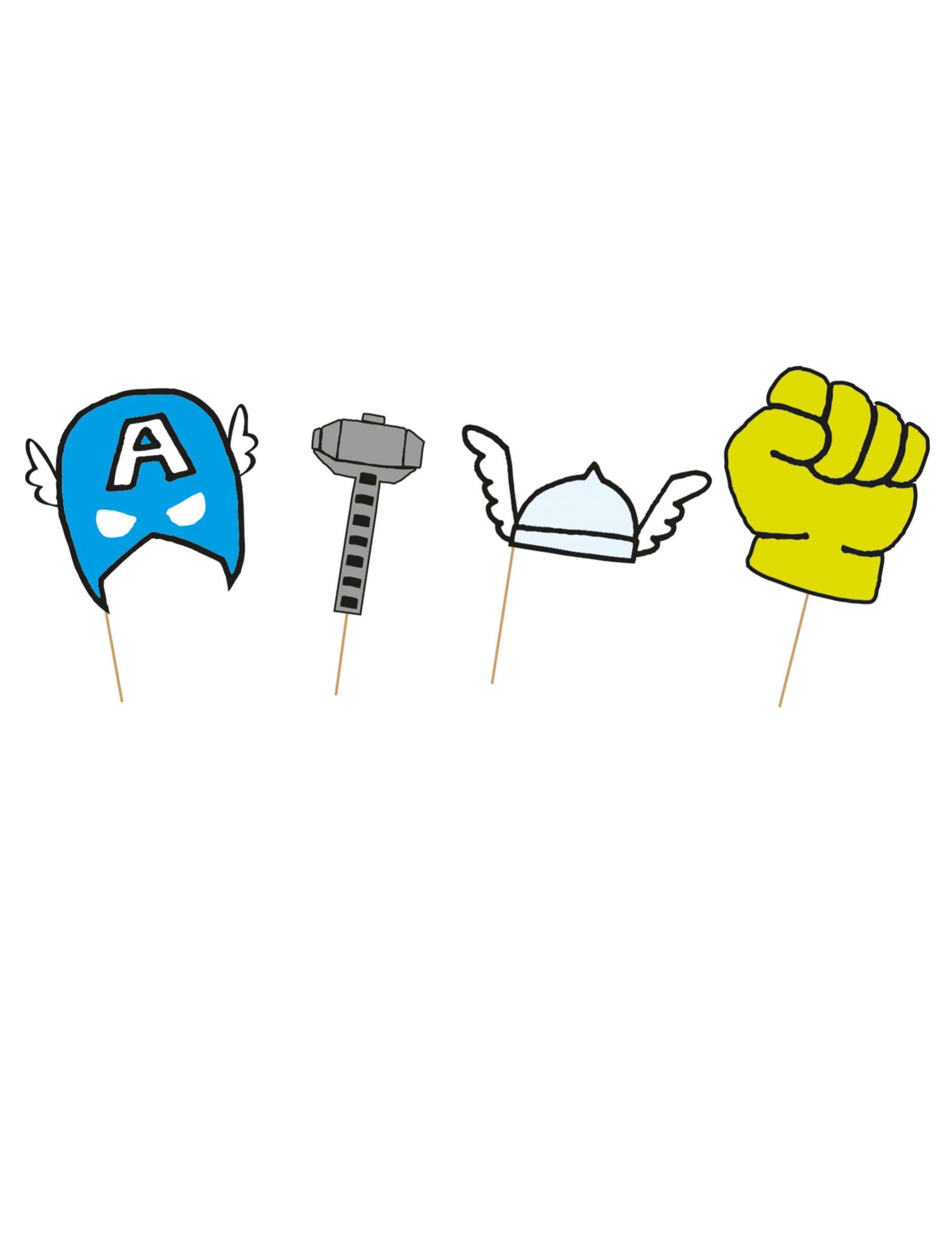 6 Accessoires en carton photobooth premium Avengers pop comic aléatoire