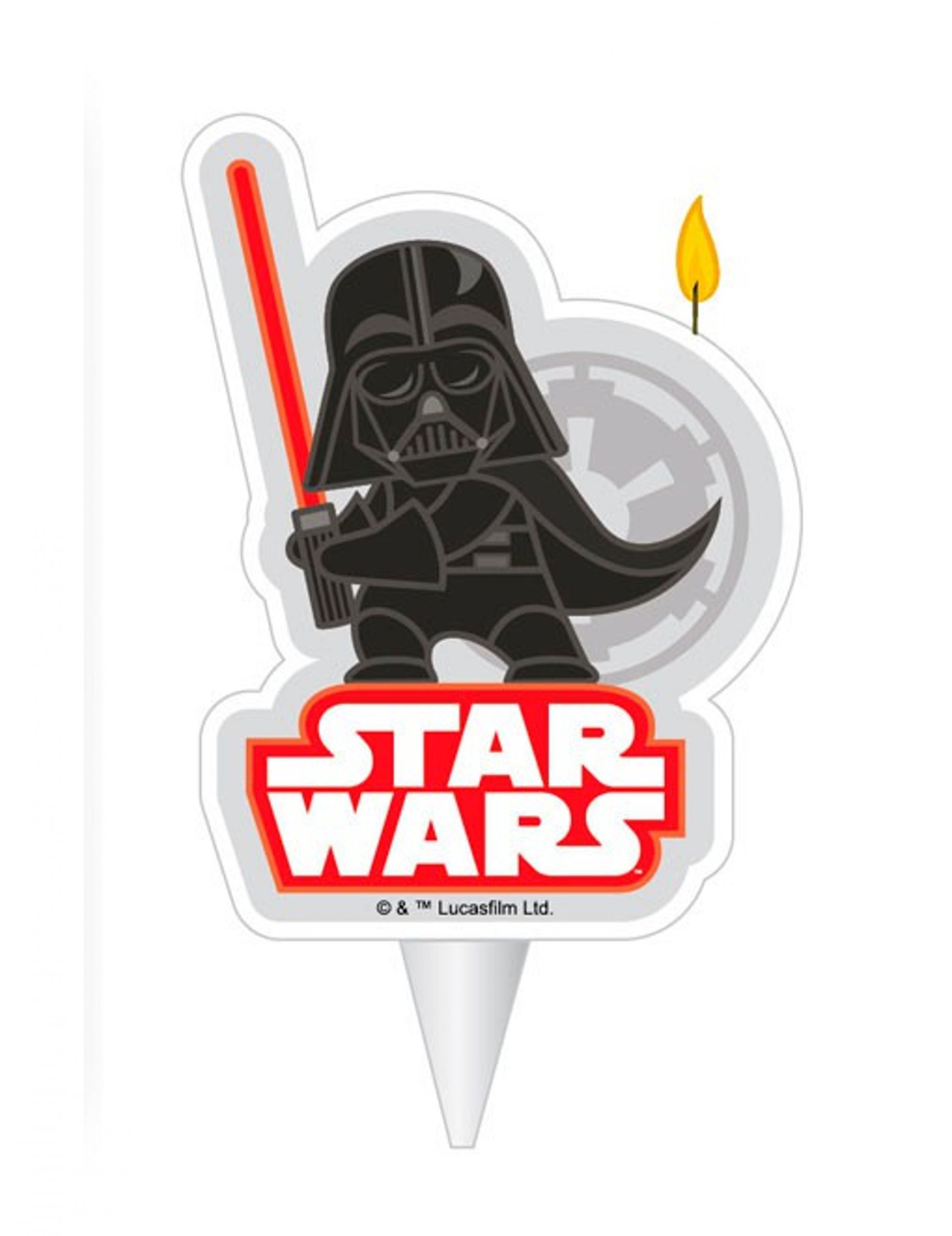 Bougie d'anniversaire Dark Vador Star Wars 2D 7,5 cm
