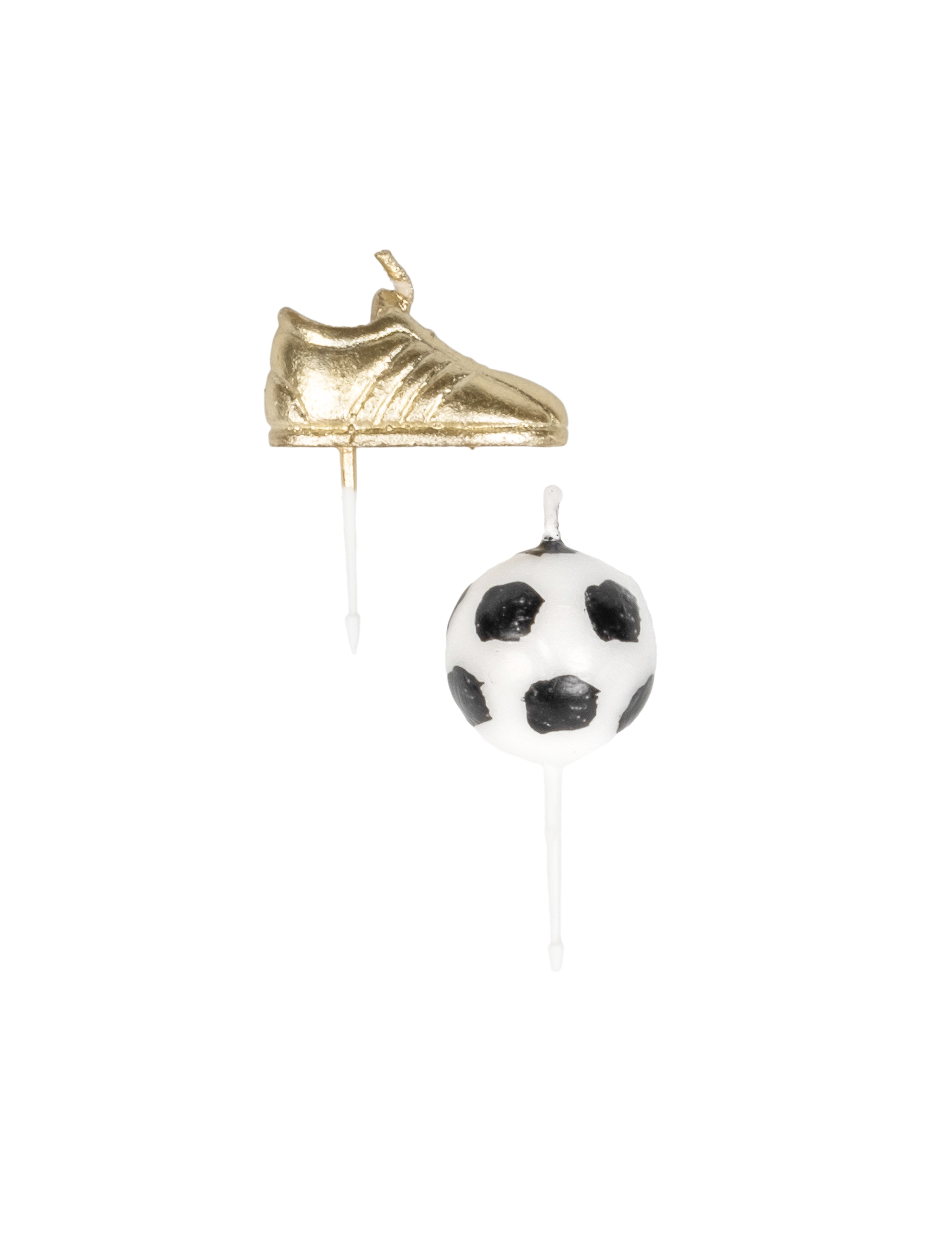 6 Bougies ballons et chaussures de foot 3 à 5 cm