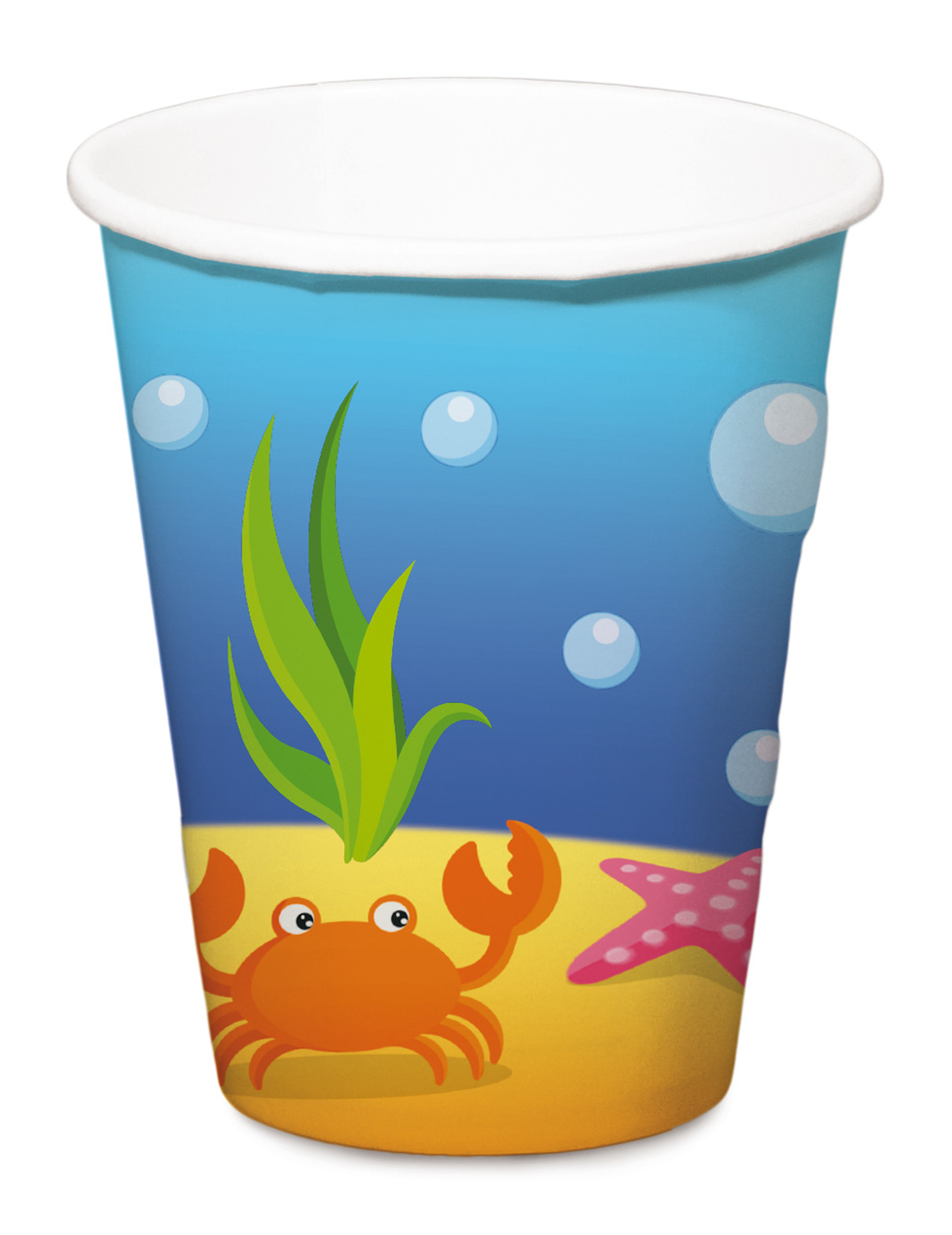 8 Gobelets en carton Sirène bleue 350 ml